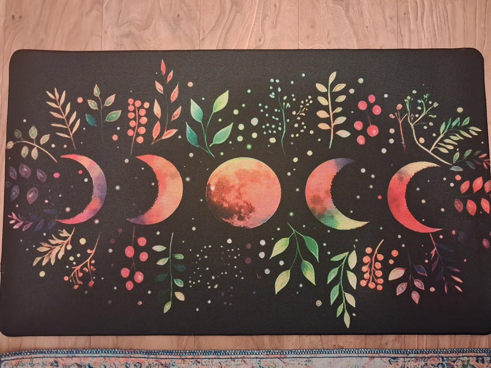 Mystical Gold Boho Triple Moon Door Mat, Witchy Celestial Sun and Moon Astrology Doormats for Front Door Outdoor Indoor Entrance Entryway, Witch Stars Aesthetic Area Rug Bath Mats, 17x30 Inch customer photo 2