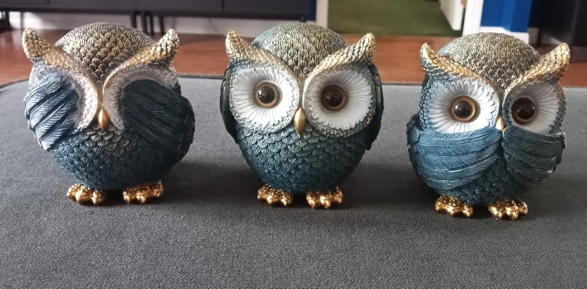 FJS White Gold Owl Figurine Modern Owl Statue Home Decor Accent | Elegant White Gold Owl Sculpture For Shelf Decor, Living Room Mantel, Office Desk, Fireplace Decor And Owl Lover Gift customer photo 2