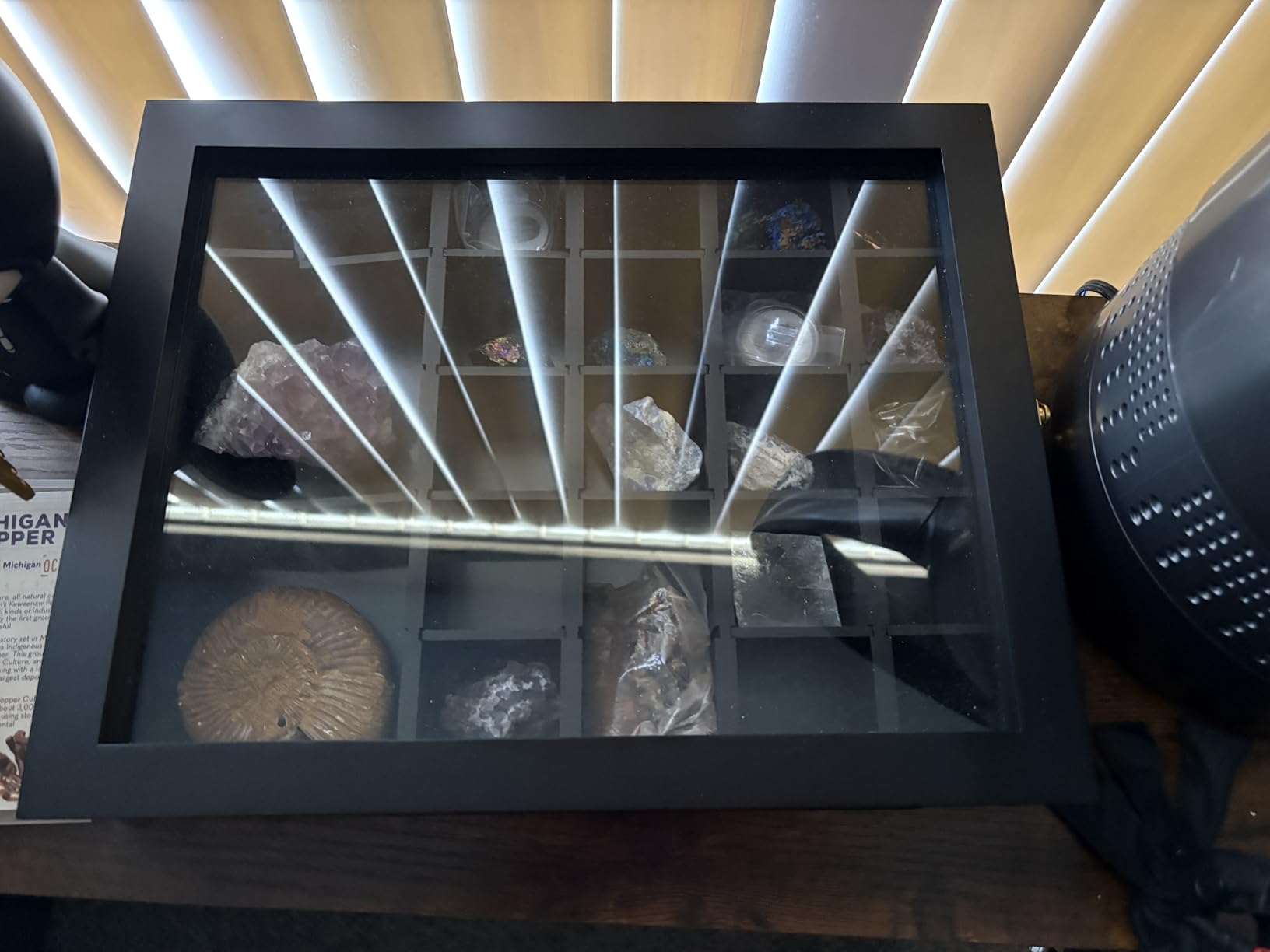 Premium Rock Display Case - Wooden Shadow Box with Shelves for Crystals, Seashell & Figurines - 30 Adjustable Compartments - Real Glass Door - Elegant Storage for Collectibles customer photo 1