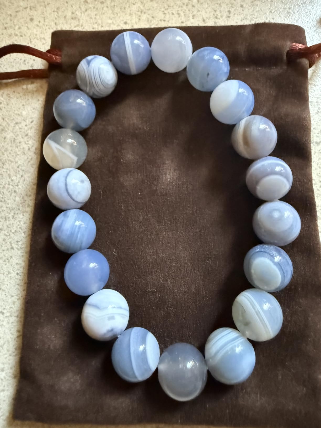 Blue Lace Agate Bracelet, 10mm Natural Round Gemstone Beaded Bracelet for Women Men, Healing Crystal Chakra Bracelets Jewelry customer photo 1
