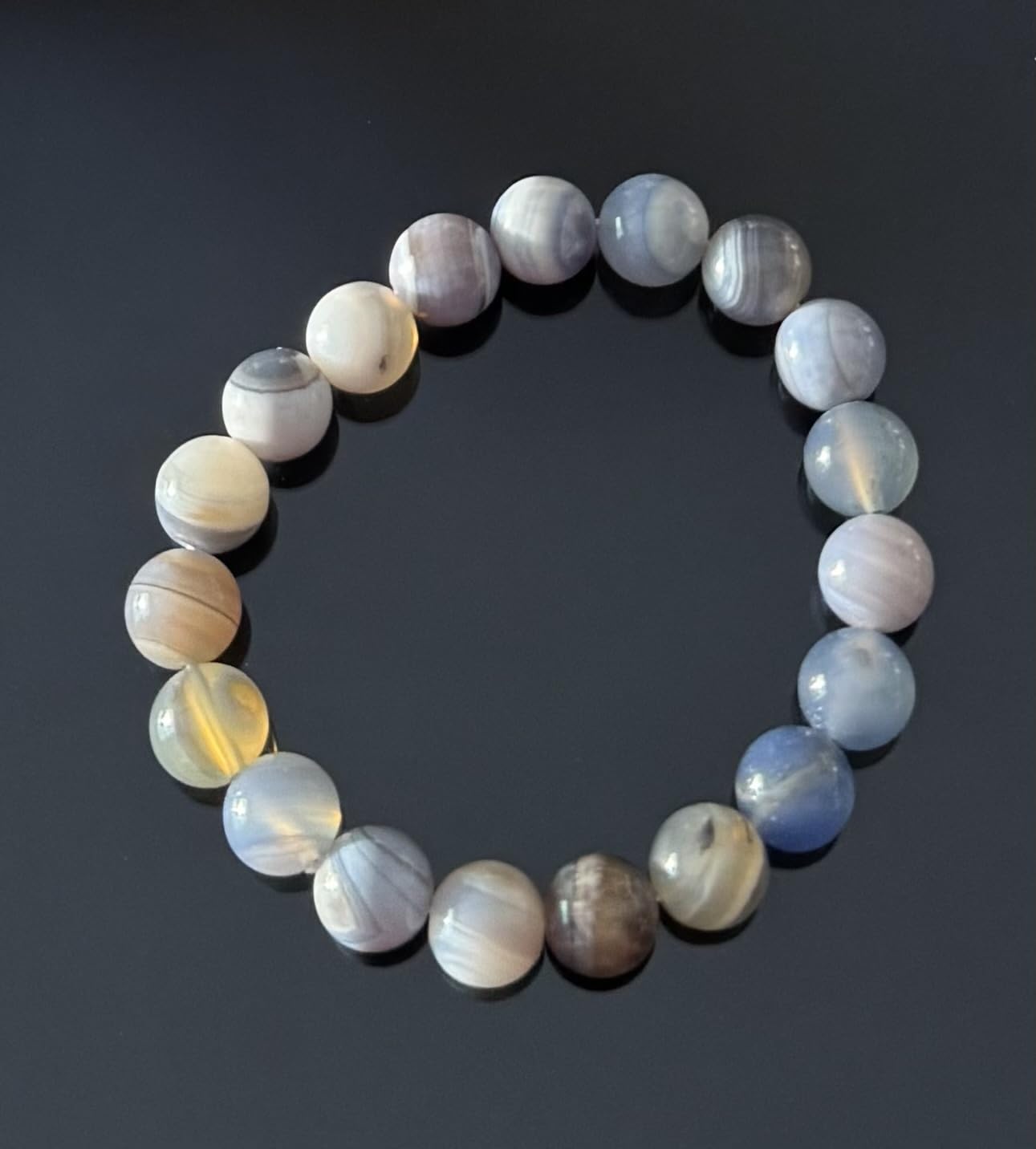 Blue Lace Agate Bracelet, 10mm Natural Round Gemstone Beaded Bracelet for Women Men, Healing Crystal Chakra Bracelets Jewelry customer photo 2