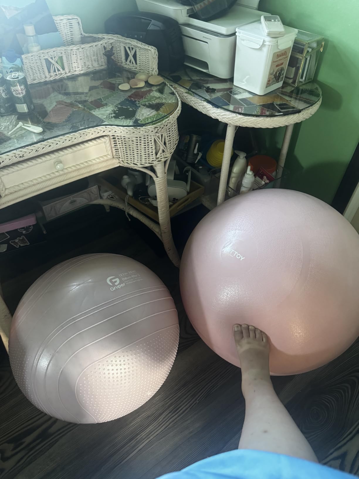 Gruper Yoga Ball, Extra Thick Exercise Ball for Workout Pregnancy Stability - 4 Sizes Anti Burst Balance Ball for Yoga, Pilates, Fitness, Birthing, Physical Therapy - Includes Pump customer photo 1