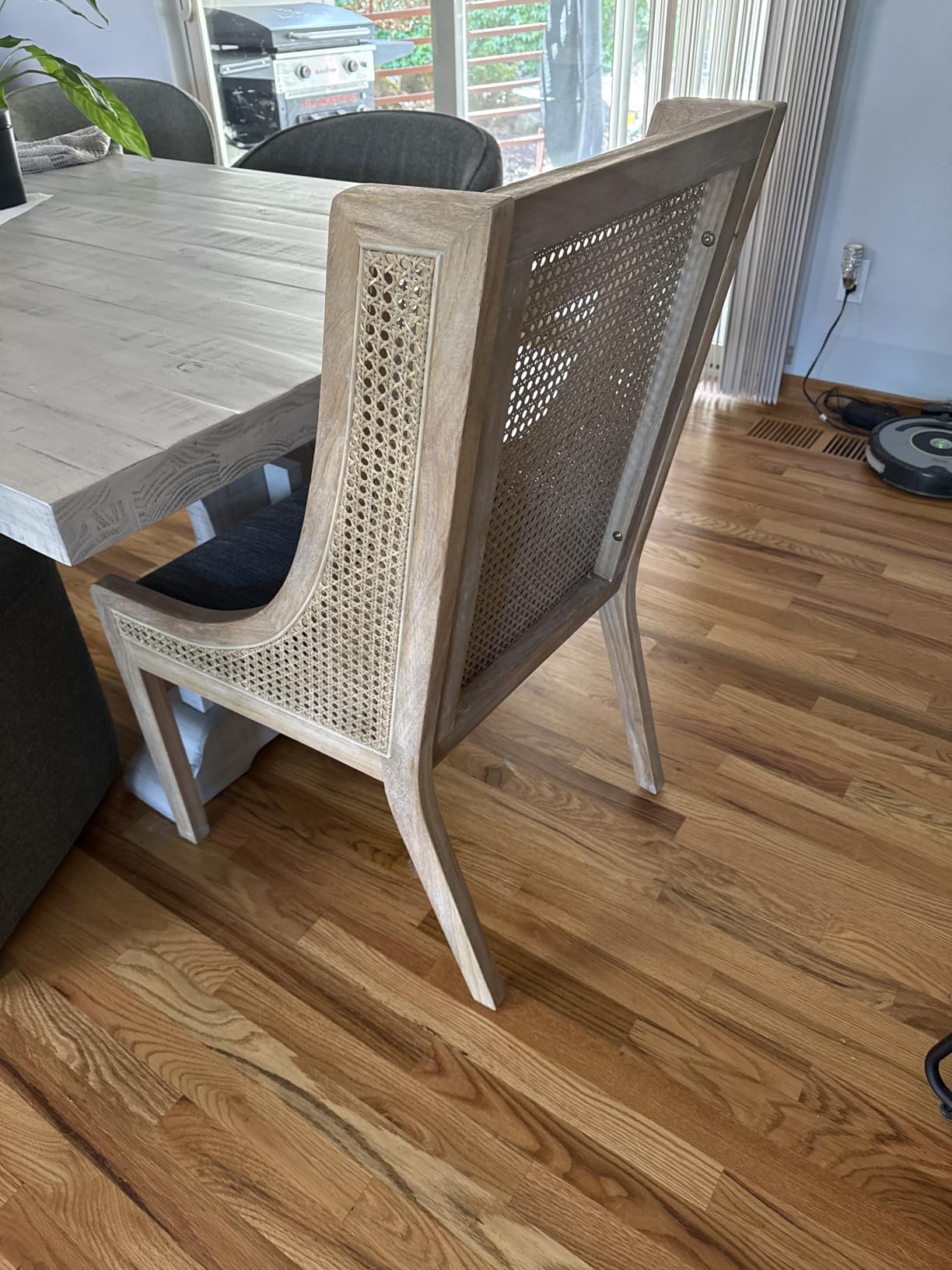 Christopher Knight Home Yone Dining Chairs Set of 2, Modern Dining Chair with Fabric Upholstery, Rubberwood Frame Kitchen Chairs with Cane Webbing, Extra Seat for Dining Room, Beige + Brown customer photo 2