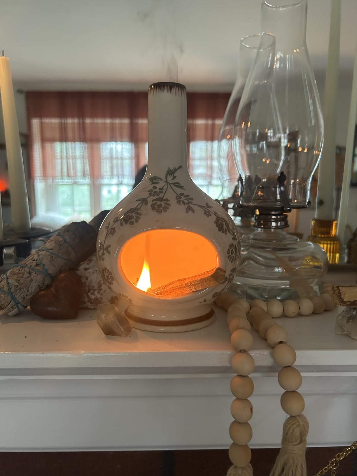 Handmade Ceramic Incense Holder, Stick & Backflow - Sage Holder for Burning, Meditation Accessories, Easily Grab All Incense Ash (Green and Beige) customer photo 2