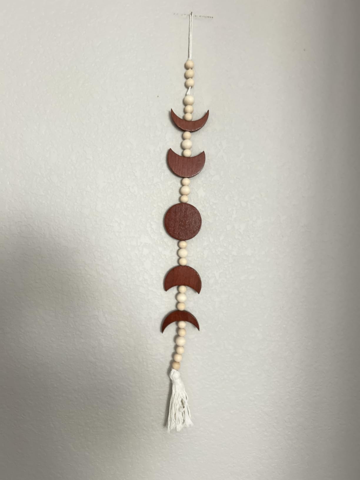 Moon Phase Wall Decor, 30 Inch Wood Beaded Wall Hanging with Tassel, Boho Moon Decor for Bedroom Above Bed, Living Room, Office, Dorm customer photo 1