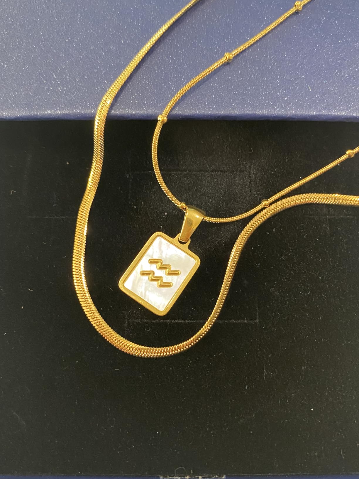 LETFLY Layered Zodiac Necklace for Women 18K Gold Natural Shell Pendant | Birthday Gifts for Women, Daily Wear, Hypoallergenic Material, Personalized Constellation Pendant, Adjustable, Snake Chain customer photo 2
