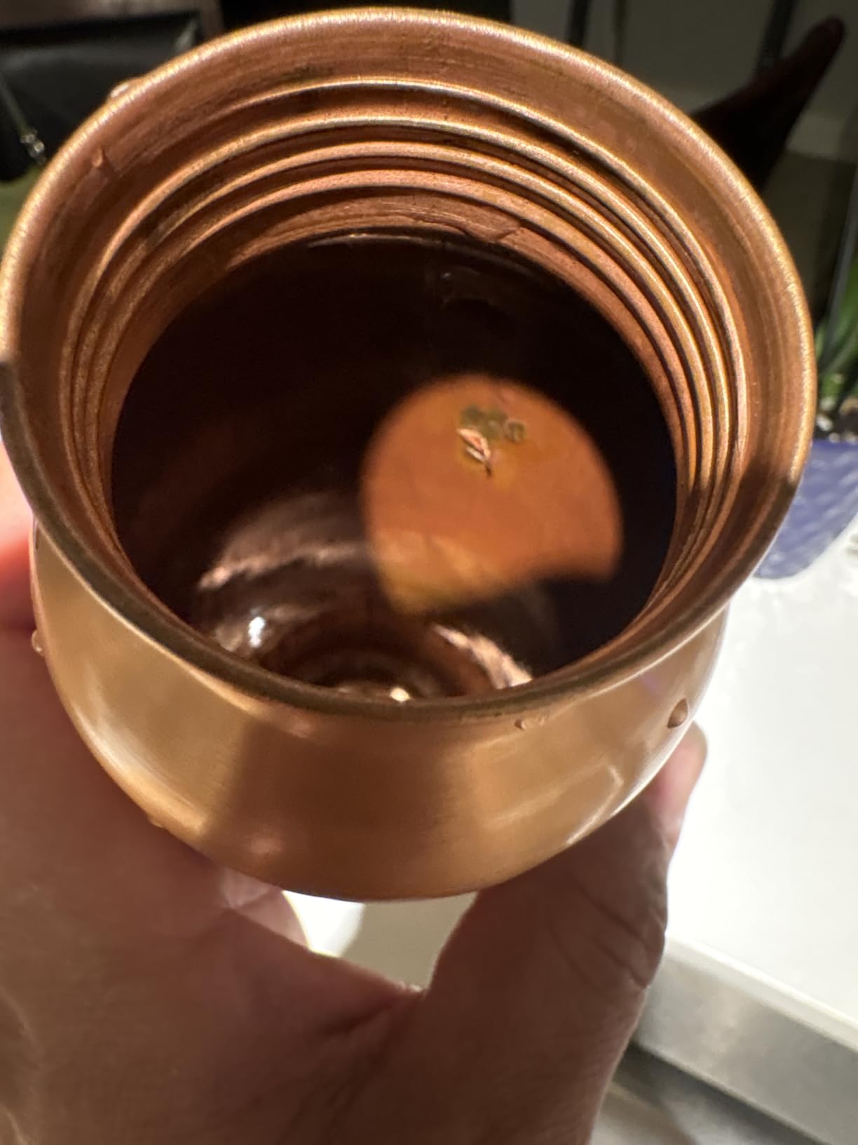 Pure Copper Ayurvedic Water Bottle | Leak-Proof Hammered Vessel for Drinking | Ideal for Home, Office, Gym & Yoga-32 Oz -Copper customer photo 1
