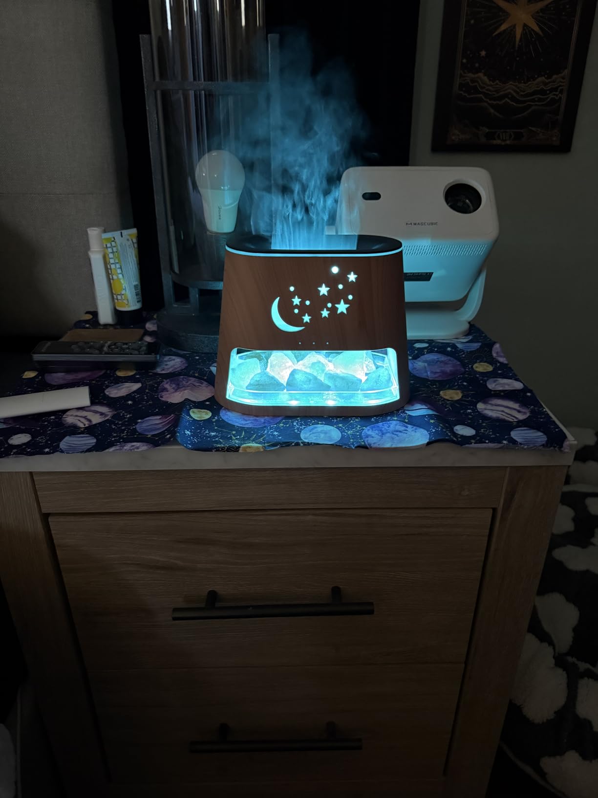 Essential Oil Diffuser: 260ml Aromatherapy Diffuser & Himalayan Salt Lamp with Remote Control & Timer,Cool Mist Humidifier with 8 Colors LED Lights & Auto-Off for Bedroom,Offce,Yoga Room(Wood Grain) customer photo 2