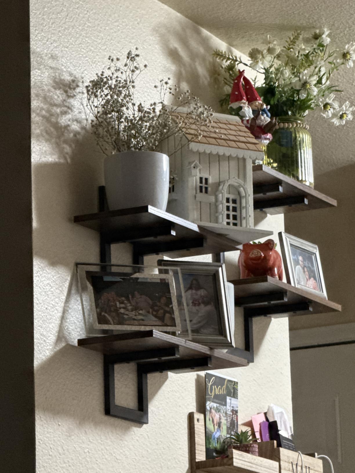 Bamworld Floating Shelves for Wall Planters Indoor Hanging Plant Shelves | Plant Holder Wall Decor Plant Stand Indoor for Plant Hangers Indoor for Living Room Bedroom Bathroom 2-Pack Brown customer photo 1