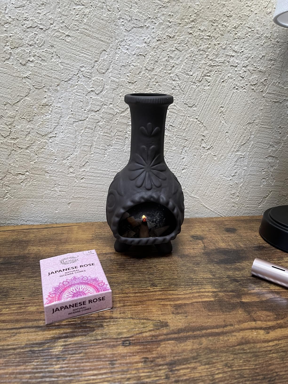 Yellow Floral Palo Santo Chiminea, Smudge Stick-Incense Cones Burner Holder | Handcrafted Artisan Incense Tray for Sage Sticks, Zen & Yoga Decor for Spiritual Rituals, Meditation Space and Altar Decor customer photo 2