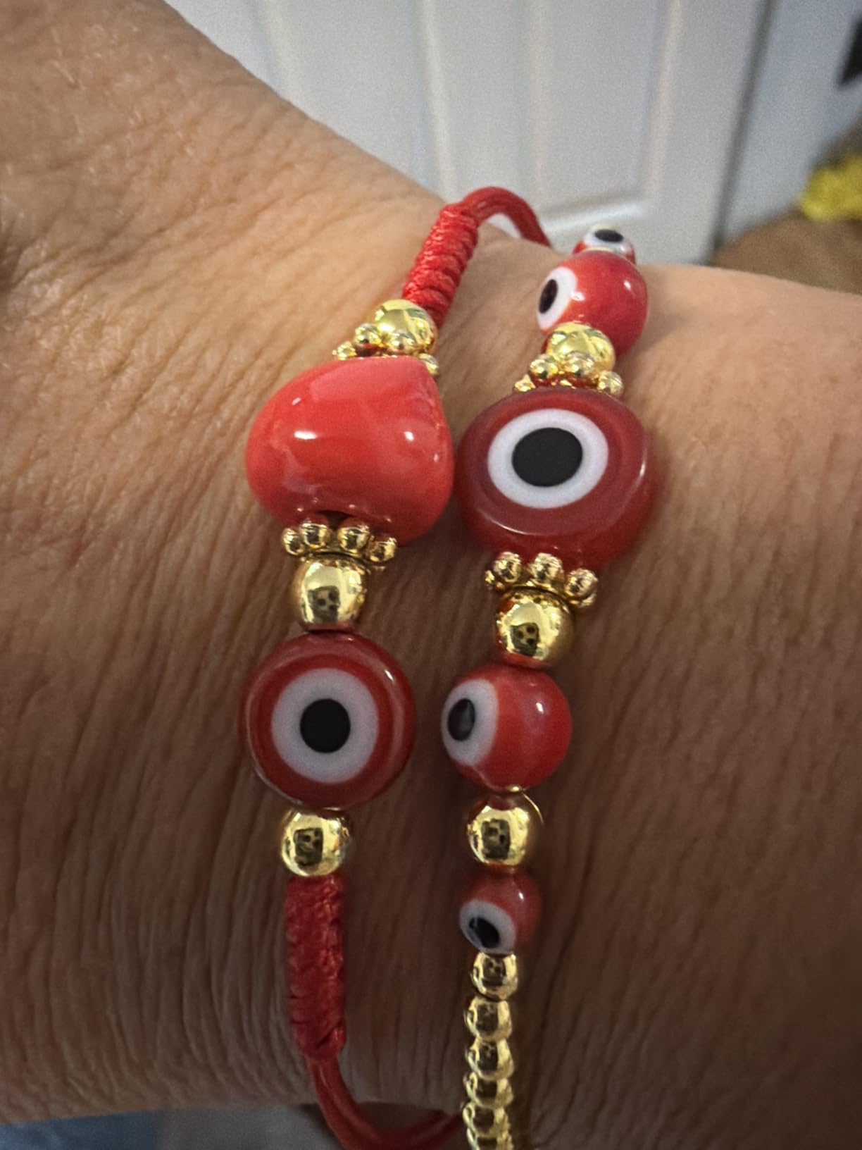 18K Gold Plated Evil Eye Bracelet Set, Adjustable Stack Beaded Jewelry with Hamsa Hand & St Benedict, Freshwater Cultured Pearls, Spiritual Protection Gift for Women customer photo 2