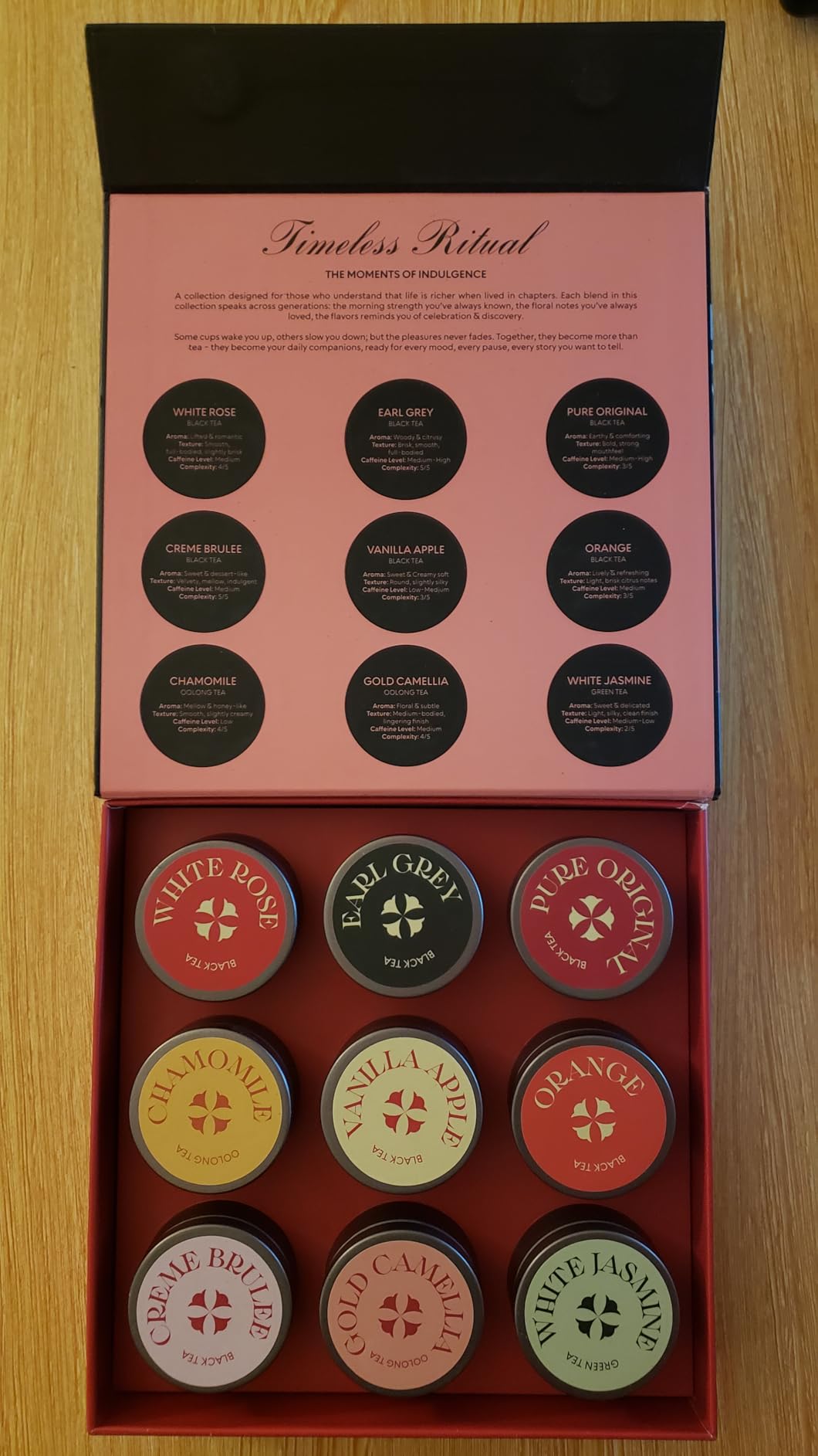 BLOSSOM RITUAL Timeless Ritual Luxury Loose-Leaf Tea Gift Box - 9 Tin Cans Premium Black, Oolong & Green Tea Assortment - Elegant, Festive & Artisanal customer photo 1