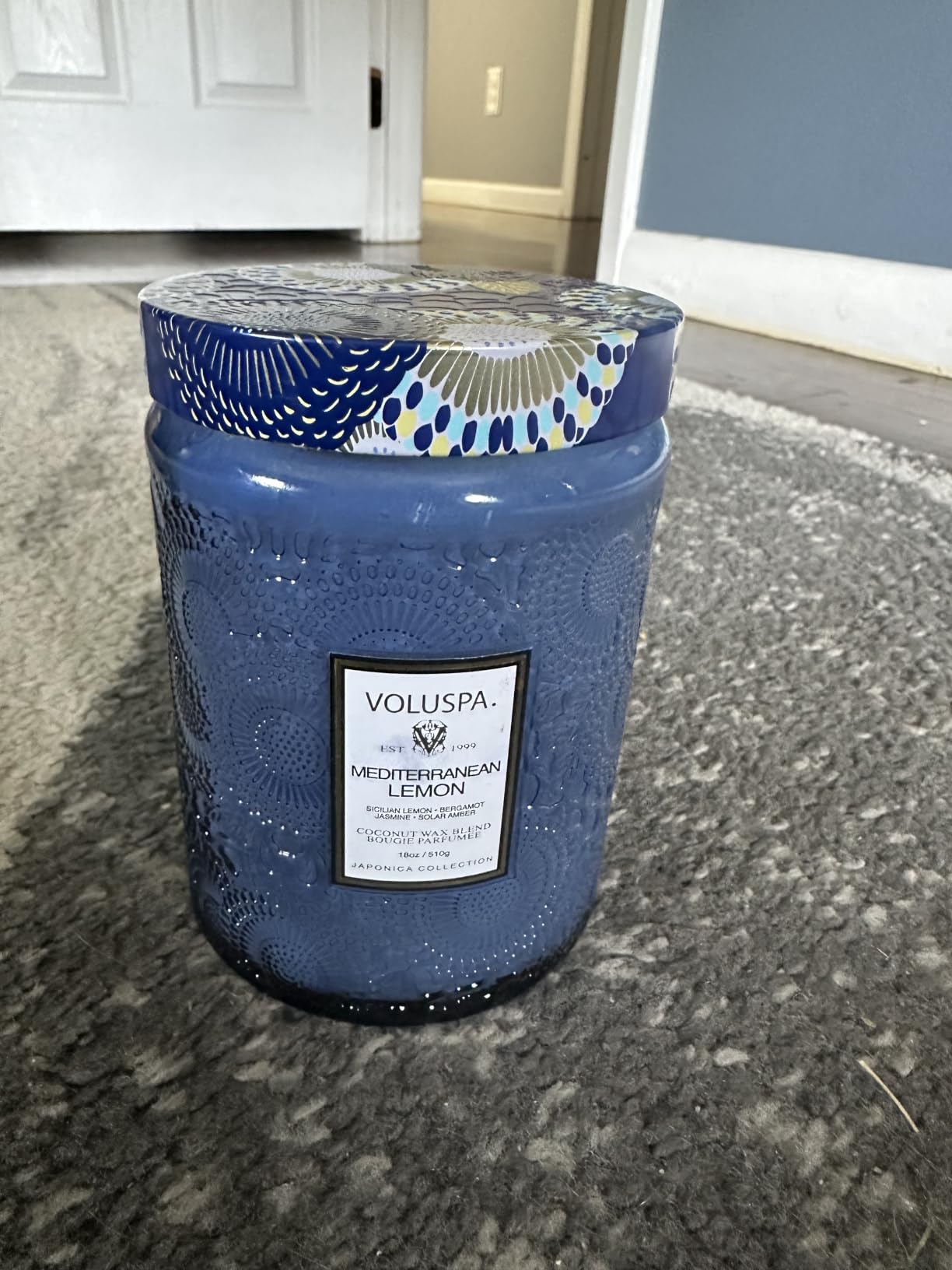 Voluspa Mediterranean Lemon Large Scented Candle Jar 18 Oz, 100 Hr Burn | Coconut Wax Blend in Decorative Glass, Clean Even Burn, USA Handcrafted Gift customer photo 2