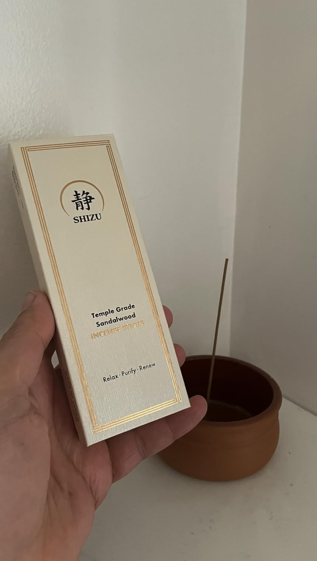 Shizu Sandalwood Incense Sticks - Artisanal Temple Grade Japanese Incense with Brass Holder - Subtle, Calming Scent for Relaxation, Meditation & Home Spa, Elegant Gift Set (60 Sticks) customer photo 2