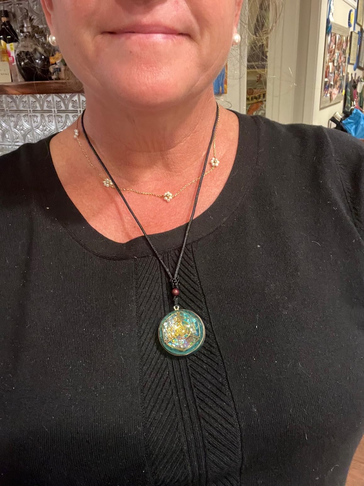 Da Piao Liang Sacred Geometry Metatron Cube Orgone Pendant Necklace | SBB Copper Wire Energy Amulet, Black Adjustable 26-Inch Cord Chain for Spiritual Healing customer photo 2