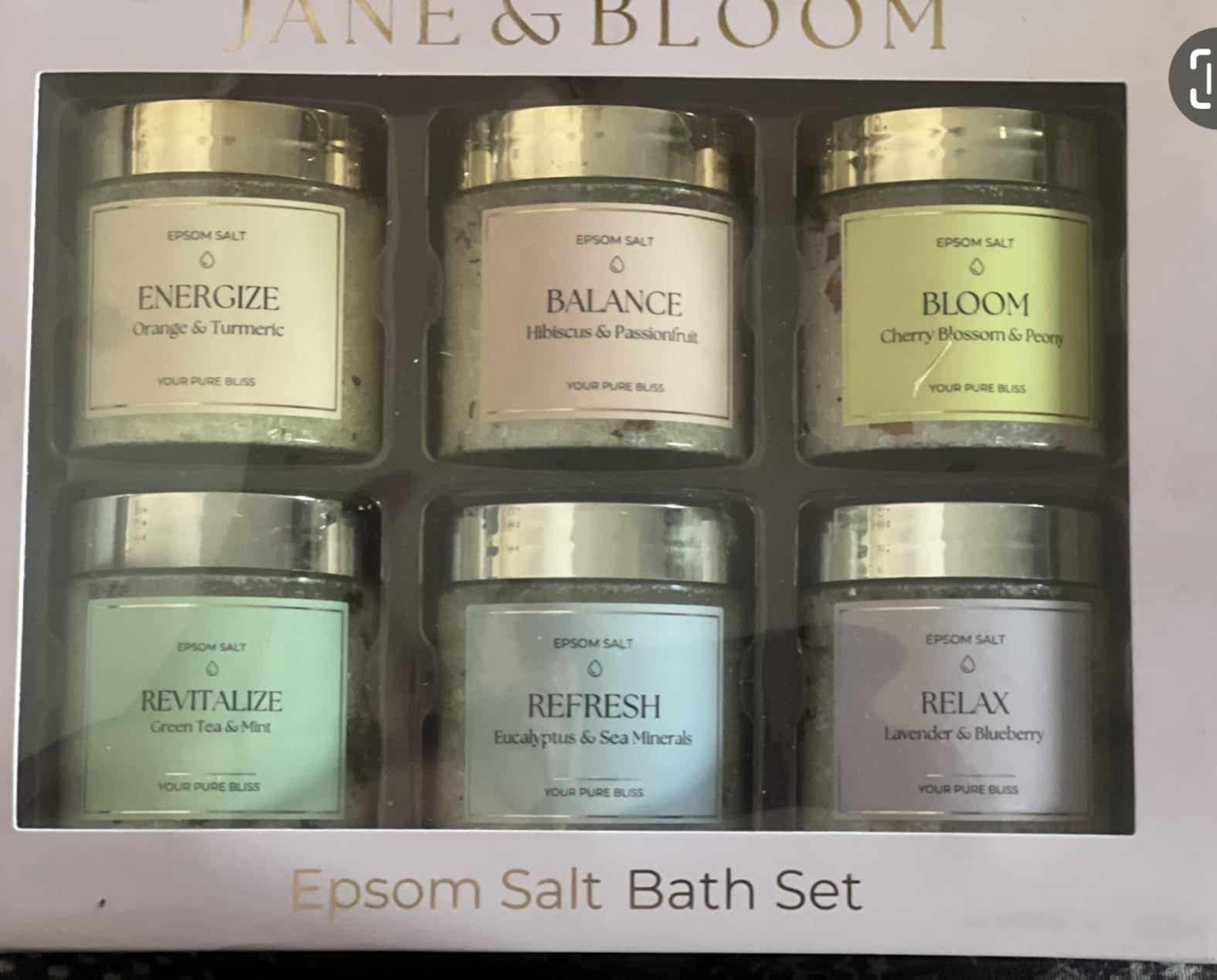 Epsom Salt Bath Gift Set - 6 Aromatherapy Blends with Essential Oils - Bath & Body Gift Set for Women, Stress Relief, Self Care - Jane & Bloom customer photo 1