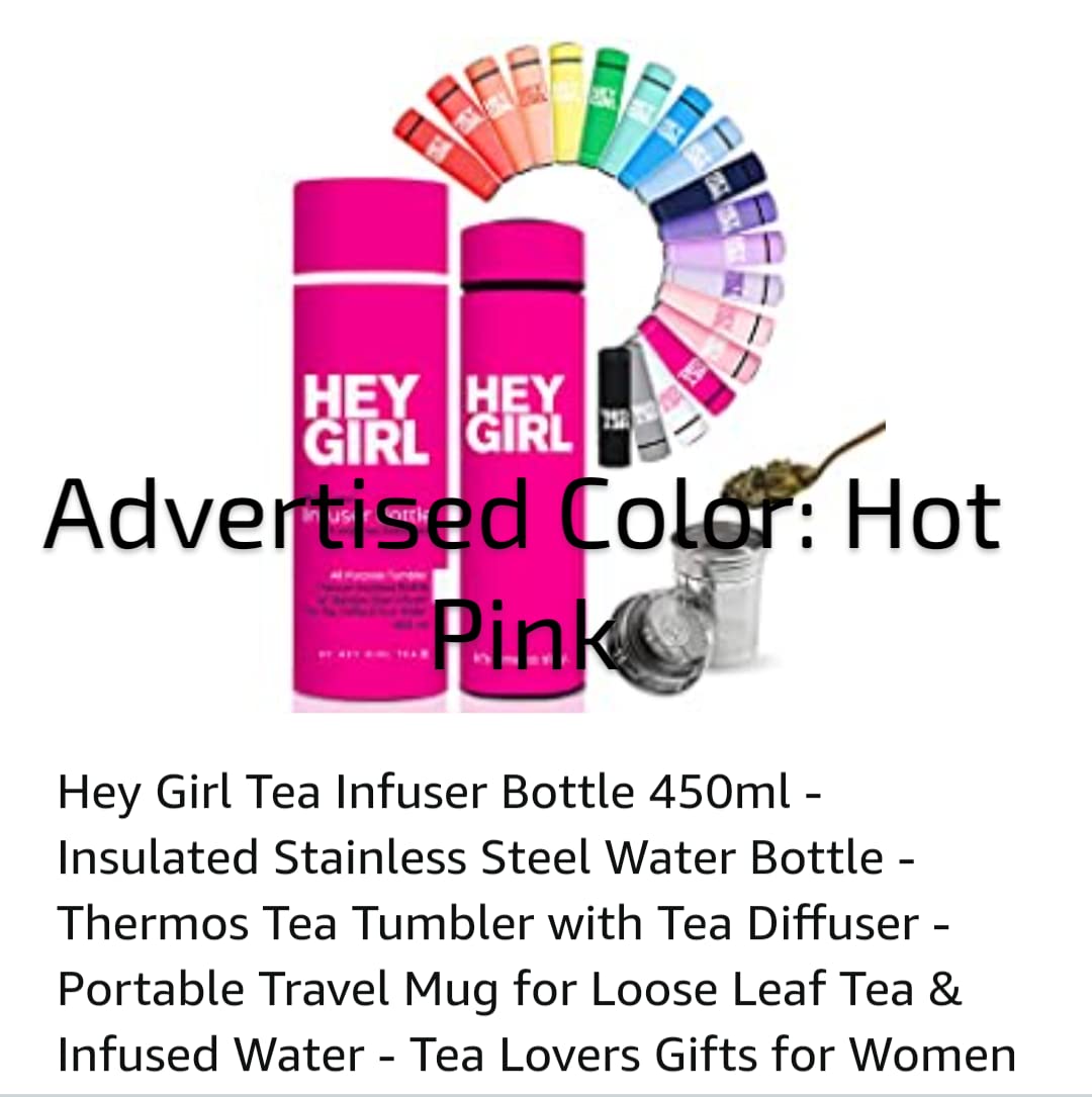 Hey Girl Tea Infuser Bottle 450ml - Insulated Stainless Steel Water Bottle - Tea Tumbler with Tea Diffuser - Portable Travel Mug for Loose Leaf Tea & Infused Water - Tea Lovers Gifts for Women (Pink) customer photo 2