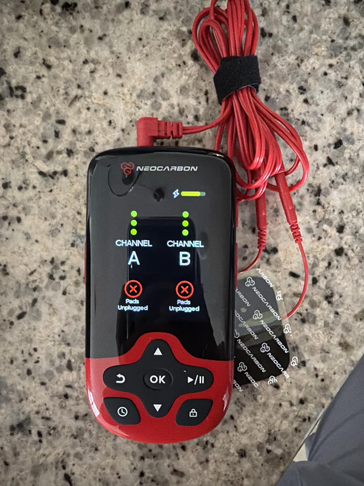 NEOCARBON TENS Unit Muscle Stimulator Ultra for Pain Relief, Red | Pain Relief & Muscle Recovery, PMS Steady Mode, Ultra Performance & Color Screen, Dual Channel & Accessories Kit customer photo 1