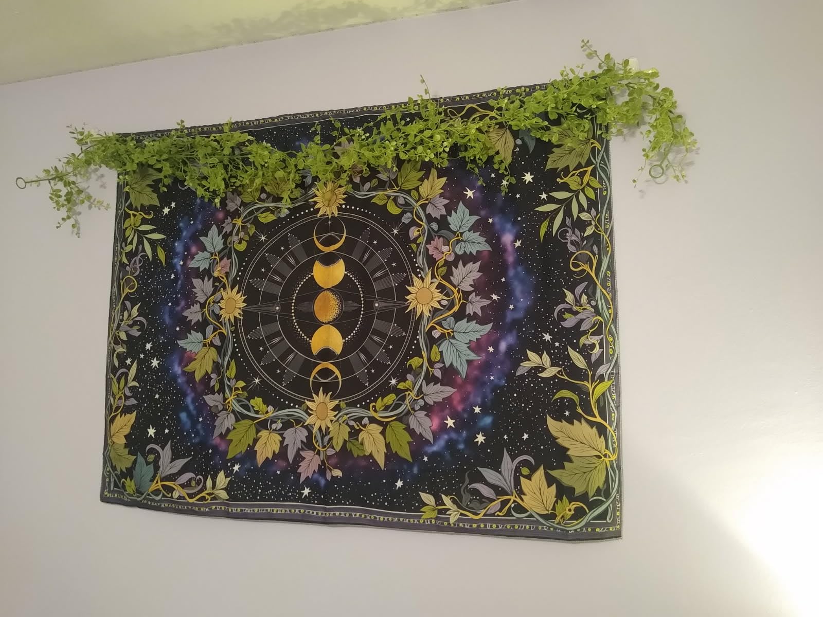 Faxdong Boho Moon Phase Tapestry, Aesthetic Celestial Zodiac Tapestries, Starry Nebula and Vine Mystic Decor for Bedroom Living Room Space customer photo 1