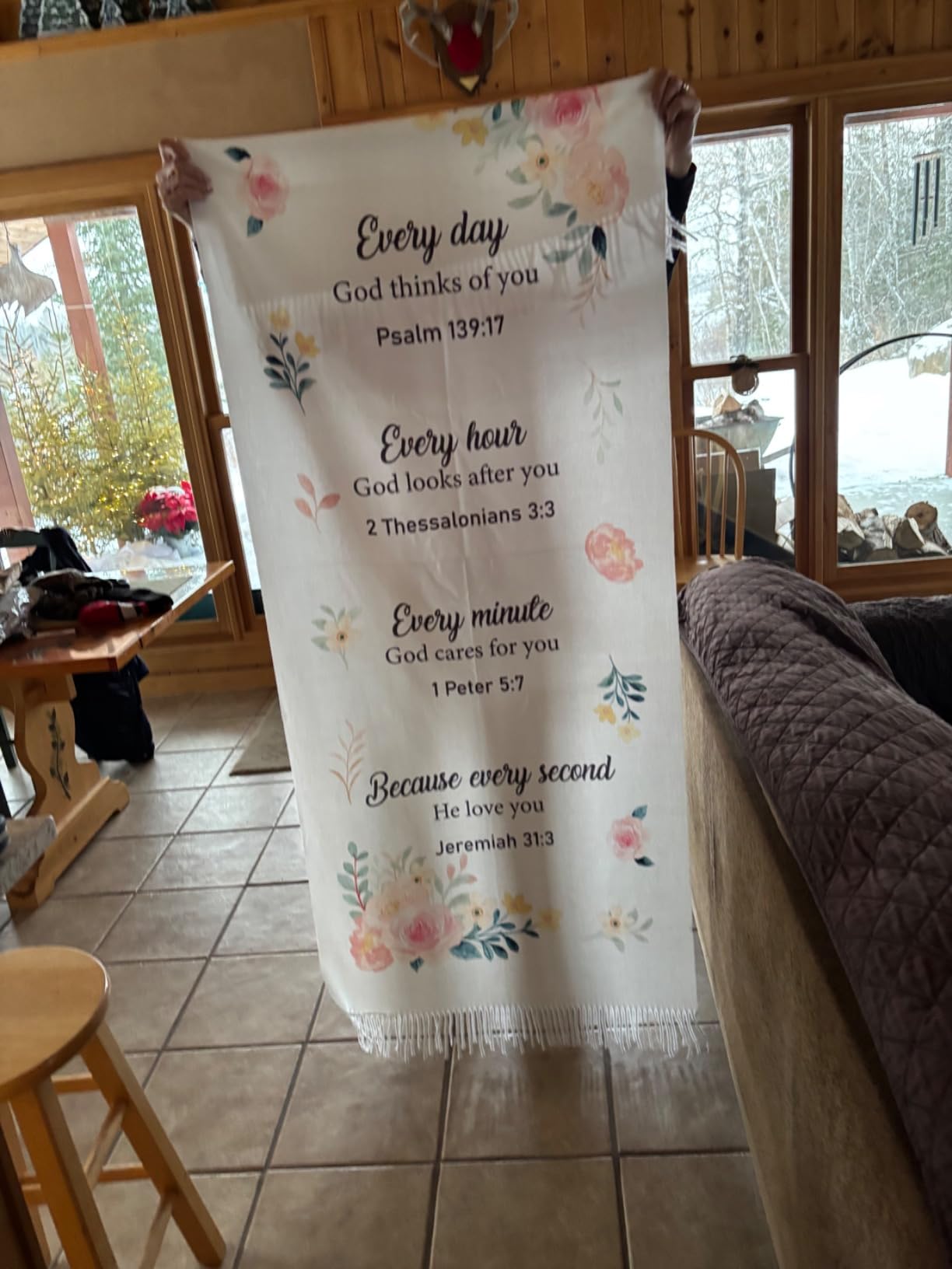 Christian Prayer Shawl for Women Floral Tassel Prayer Scarf Religious Gift customer photo 1