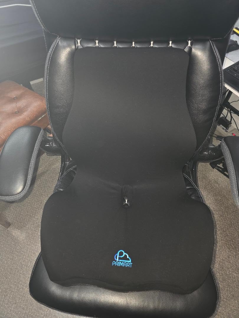Ergonomic Memory Foam Seat Cushion for Office Chair, Car Seat, Dining, Gaming Chair & Wheelchair, Full Back & Lumbar Support Pillow One Piece, Back Pain Relief, Coccyx, Tailbone & Sciatica Pain Relief customer photo 1