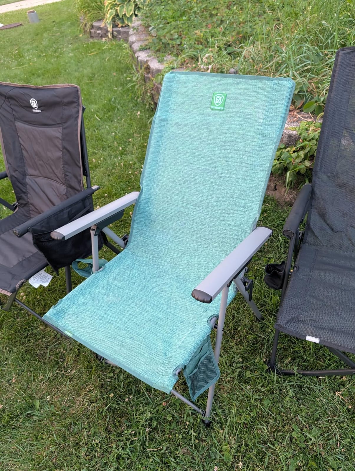 EVER ADVANCED Reclining Camping Chairs for Adult Supports 350lbs Mesh Blue | Lightweight, Portable Compact Folding Chair with High Back, 4-Level Recliner Chairs, Lawn Chair for Patio Balcony customer photo 2