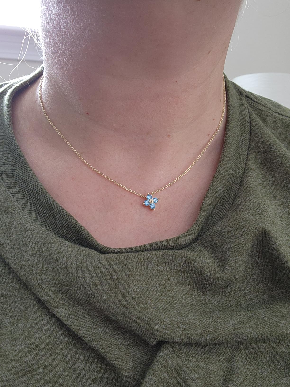 Birthstone Gold Necklaces for Women Dainty 14K Gold Plated Necklace customer photo 2