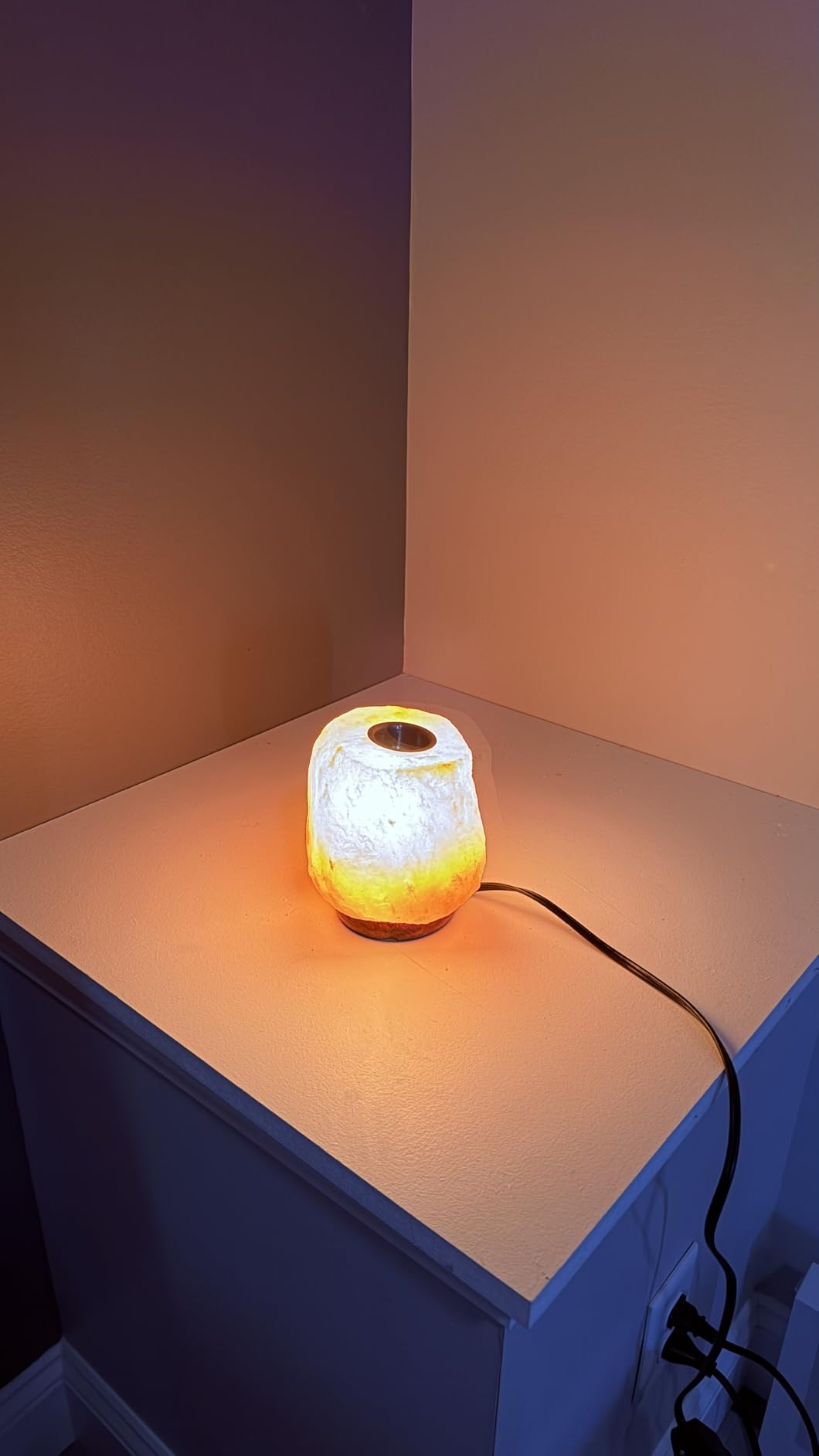 GAYA Himalayan Pink Salt Lamp Diffuser, Aromatherapy Tray, Dimmer Switch | Hand carved natural crystal, wood base, UL listed 6ft cord, 15W bulb included, for bedroom nightstand, gift ready box customer photo 2