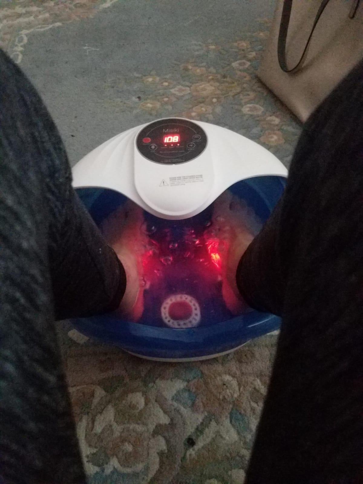 Collapsible Foot Spa Bath with Heat, Remote Control & 16 Massage Rollers, Fast Heating Pedicure Tub for Relaxing Tired Feet, Foot Soaker with Surf & Red Light, Fits Men Size 12 (Royal Blue) customer photo 2