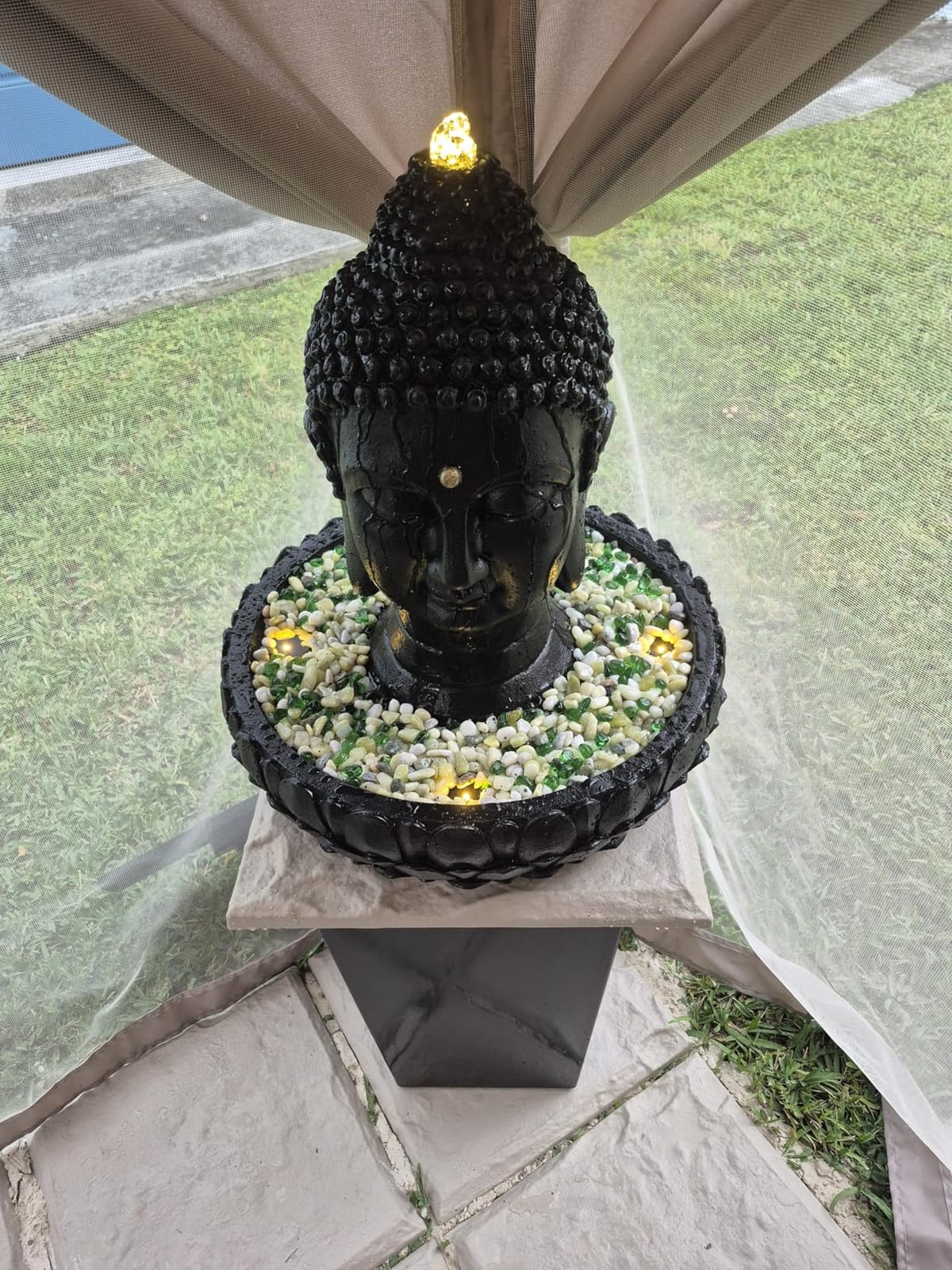24'' Stacked Rock Solar Powered Water Fountain, Outdoor DIY Planter Pot Waterfall Fountain with LED Lights, Water Feature Landscape Decor for Garden, Patio, Backyard, Home Decoration customer photo 1
