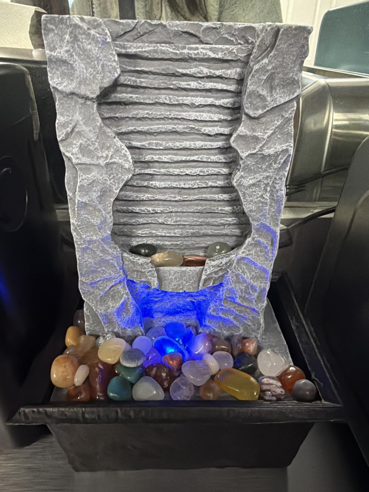 Tabletop Water Fountain Indoor, Resin Waterfall Fountain for Stress Relief and Meditation, Calming Office Desk Home Decor, Zen Relaxation Gift customer photo 1