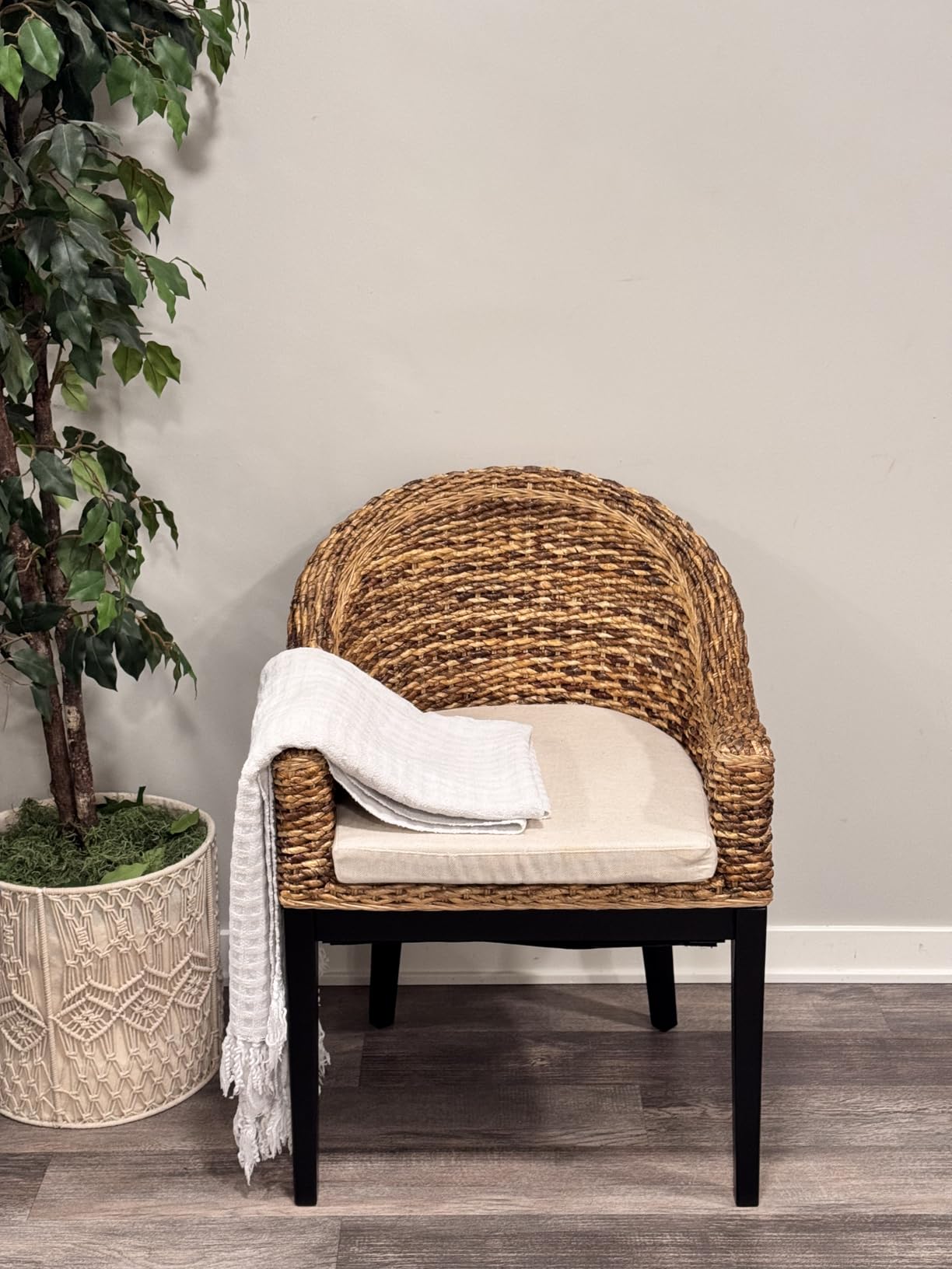 DUHOME Rattan Accent Chair,Modern Armchair with Natural Rattan Armrest customer photo 1
