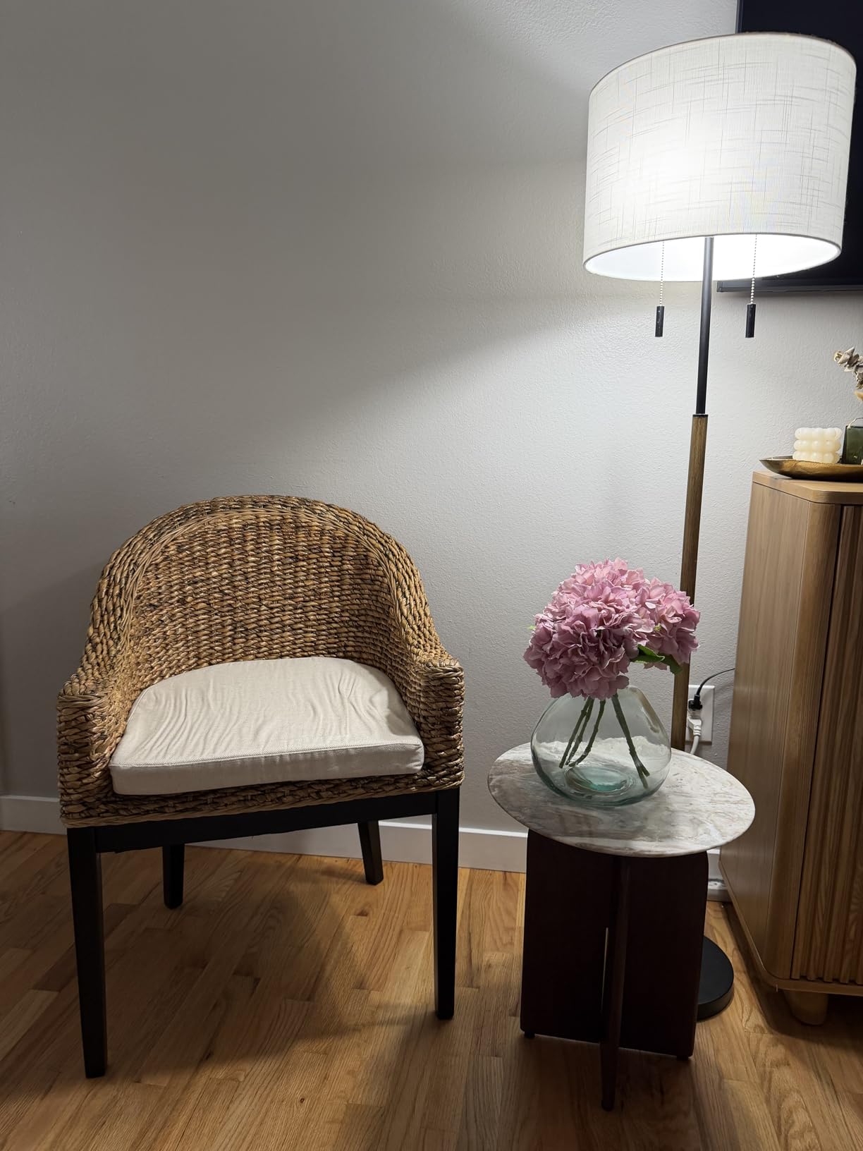 DUHOME Rattan Accent Chair,Modern Armchair with Natural Rattan Armrest customer photo 2