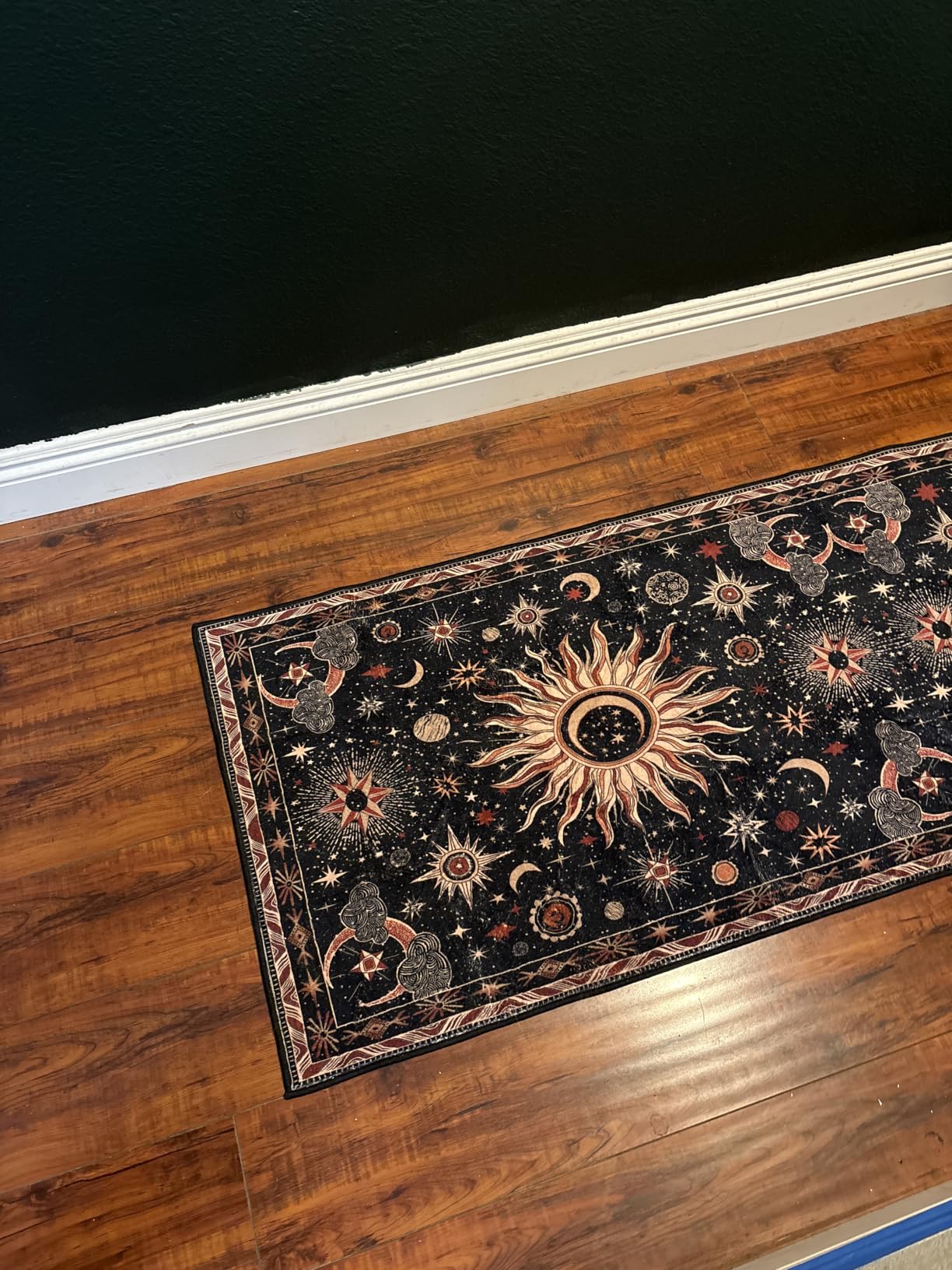 5x7 Area Rugs, Washable Vacuum-Friendly Non-Slip Rug Vintage Boho Gothic Sun and Moon Printed Pattern Low Pile Carpet for Living Room Bedroom Dining Room Hallway Entryway,Blue Gray White customer photo 2