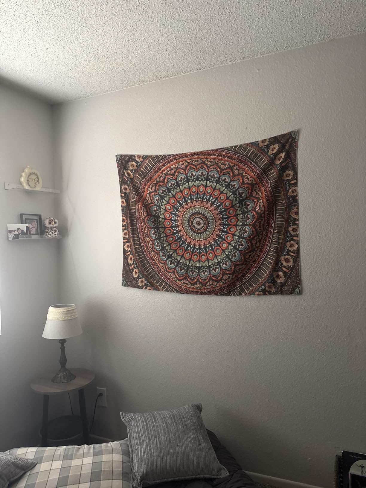 Accnicc Vintage Mandala Tapestry Wall Hanging Boho Floral Medallion Tapestry Aesthetic Hippie Retro Bohemian Flower Indian Cute Small Tapestries for Bedroom Living Room Dorm Decor 48 x 36 Inch customer photo 2