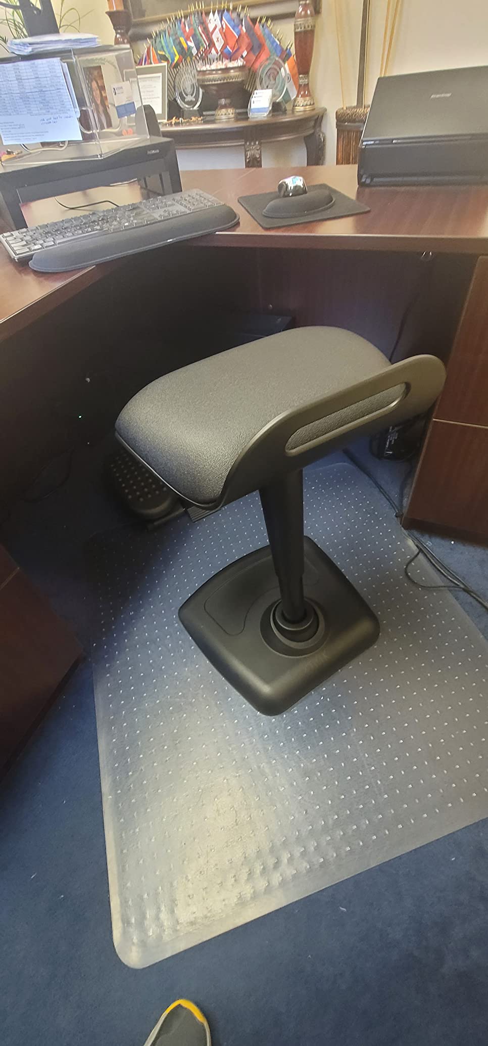 Vari Balance Stool for Standing Desk - Ergonomic Active Sitting Stool for Home Office - Adjustable Height 22 to 29 Inches, 360 Degree Rocking Base, 275 lb Support - White/Sand Grey customer photo 1