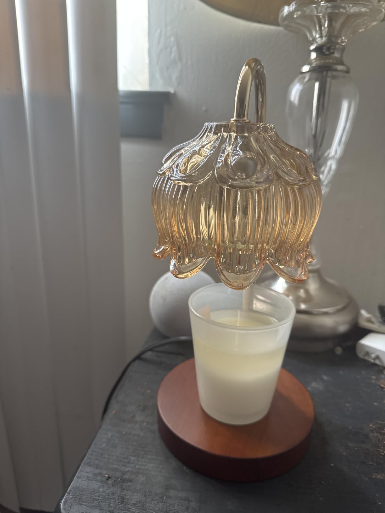 Candle Warmer Lamp with Timer & Wireless Remote Control - Dimmable 4-Level Adjustable Height Electric Wax Melt Warmer, Flameless Jar Light for Modern Minimalist Home Decor customer photo 1