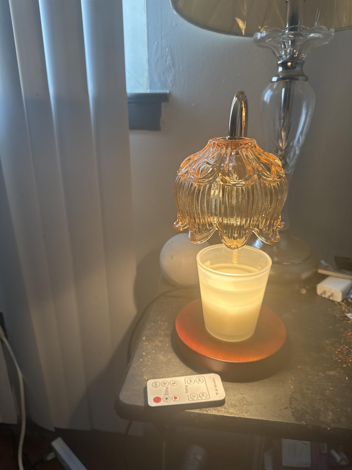 Candle Warmer Lamp with Timer & Wireless Remote Control - Dimmable 4-Level Adjustable Height Electric Wax Melt Warmer, Flameless Jar Light for Modern Minimalist Home Decor customer photo 2