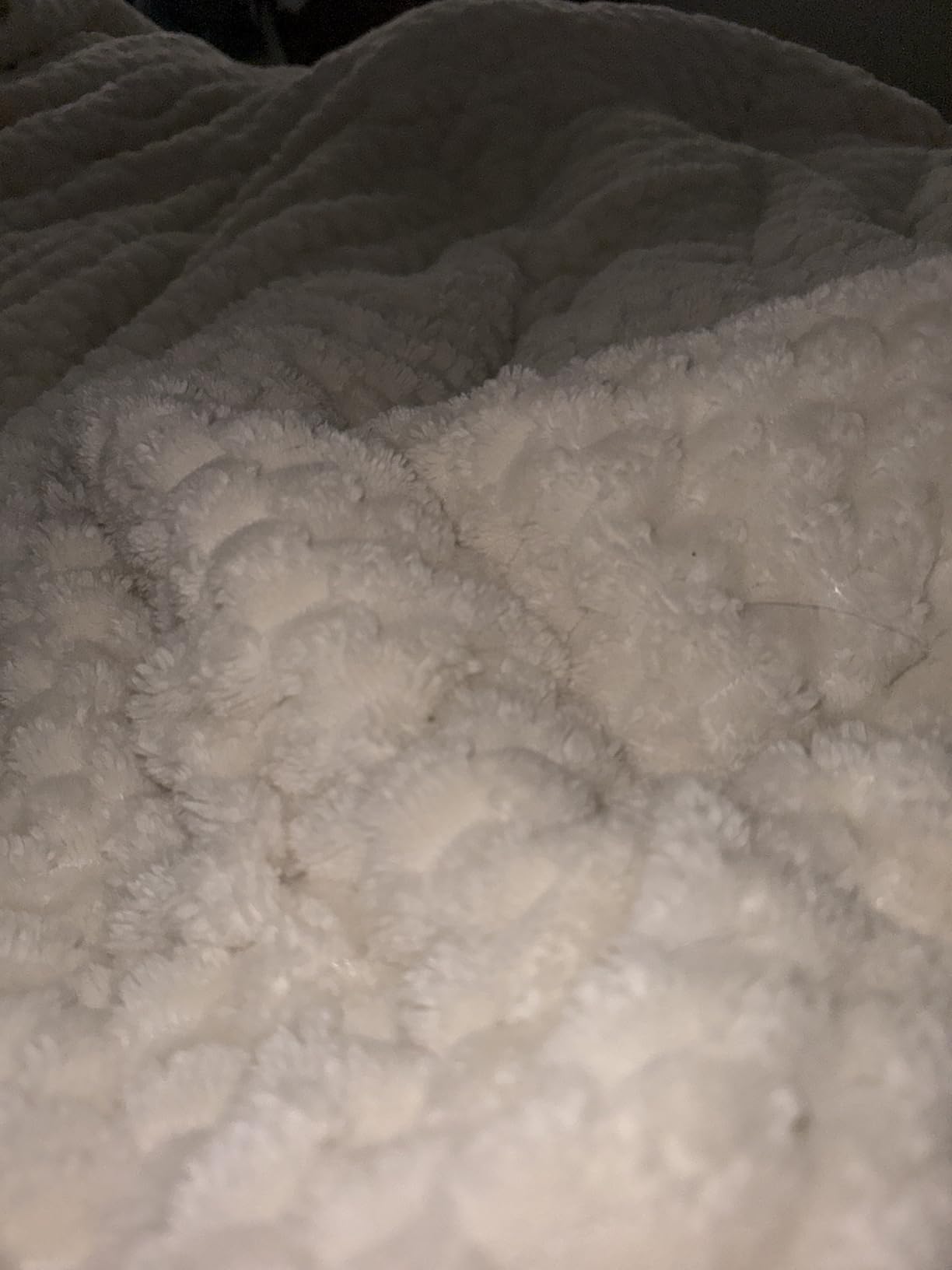 Mr. Sandman Weighted Blankets for Adults, Queen Size 60 x 80 Inches, 15lbs | Machine Washable; Soft Warm Sherpa Fleece; Fluffy Jacquard with Glass Beads; Heavy Throw for Sleep and Calm; Ivory White customer photo 1