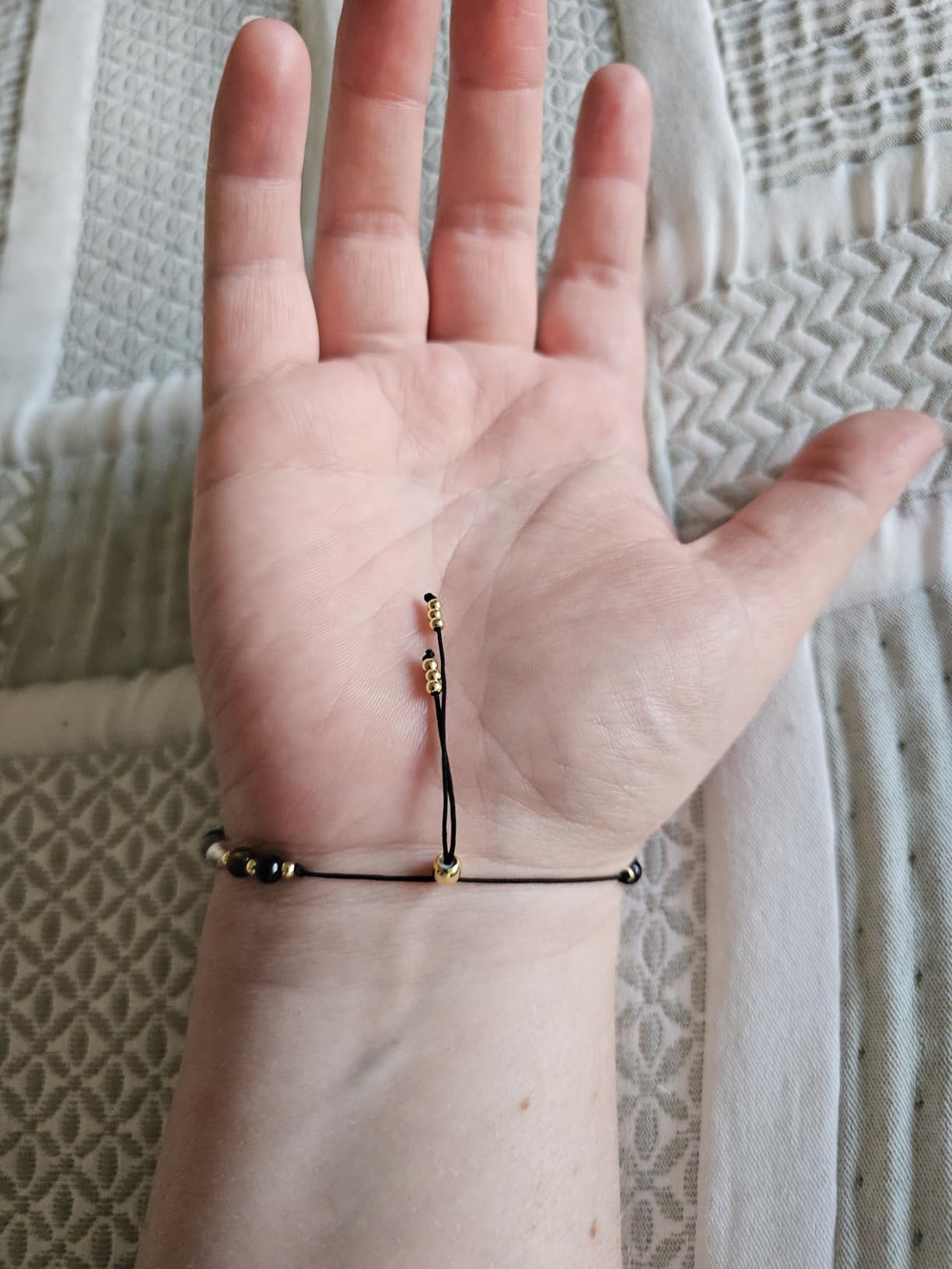 HGDEER Calm in Every Bead, Amethyst Crystal Bracelet Stress Relief Gift | Black Tourmaline Amethyst Tiger Eye & Clear Quartz on Sturdy Cord, Slider Adjusts 5-10 in, Crystal Blessing Card & Pouch customer photo 1