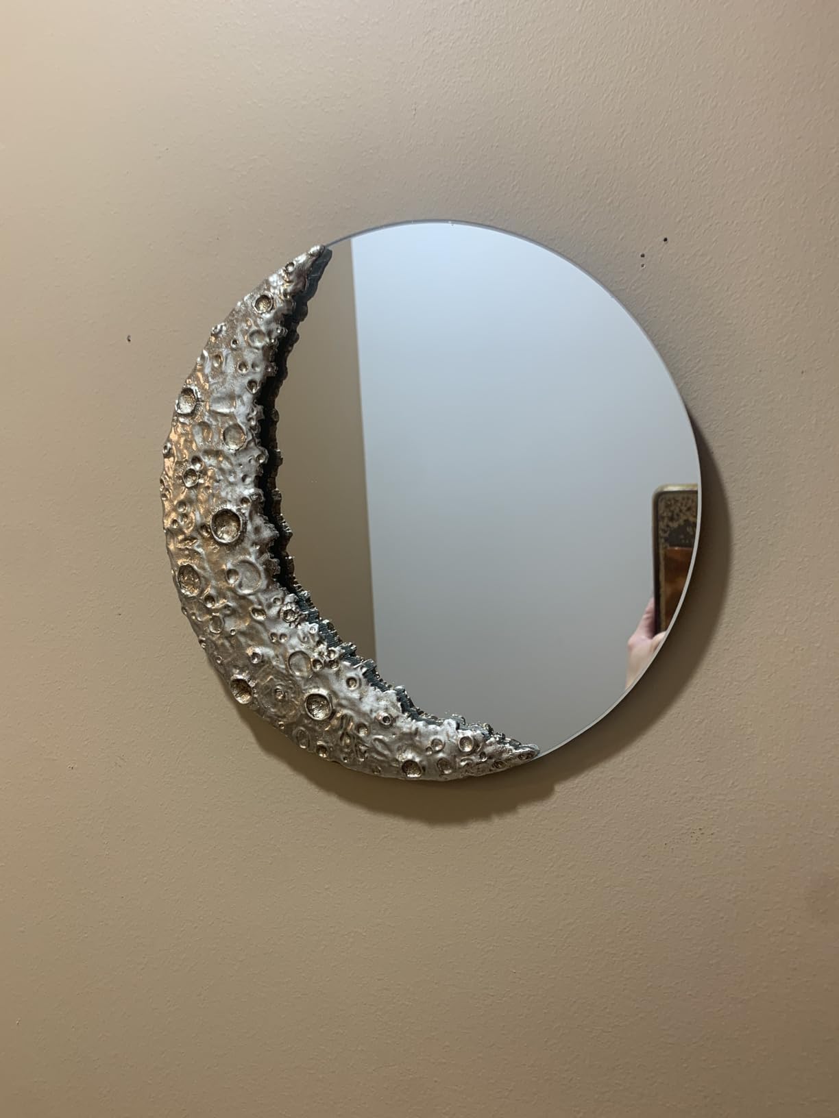 9 Inch Gold Moon Round Mirror Wall Decor | Wall Mirror Gold Nordic Lunar Surface Decor Mirror Unframed customer photo 1