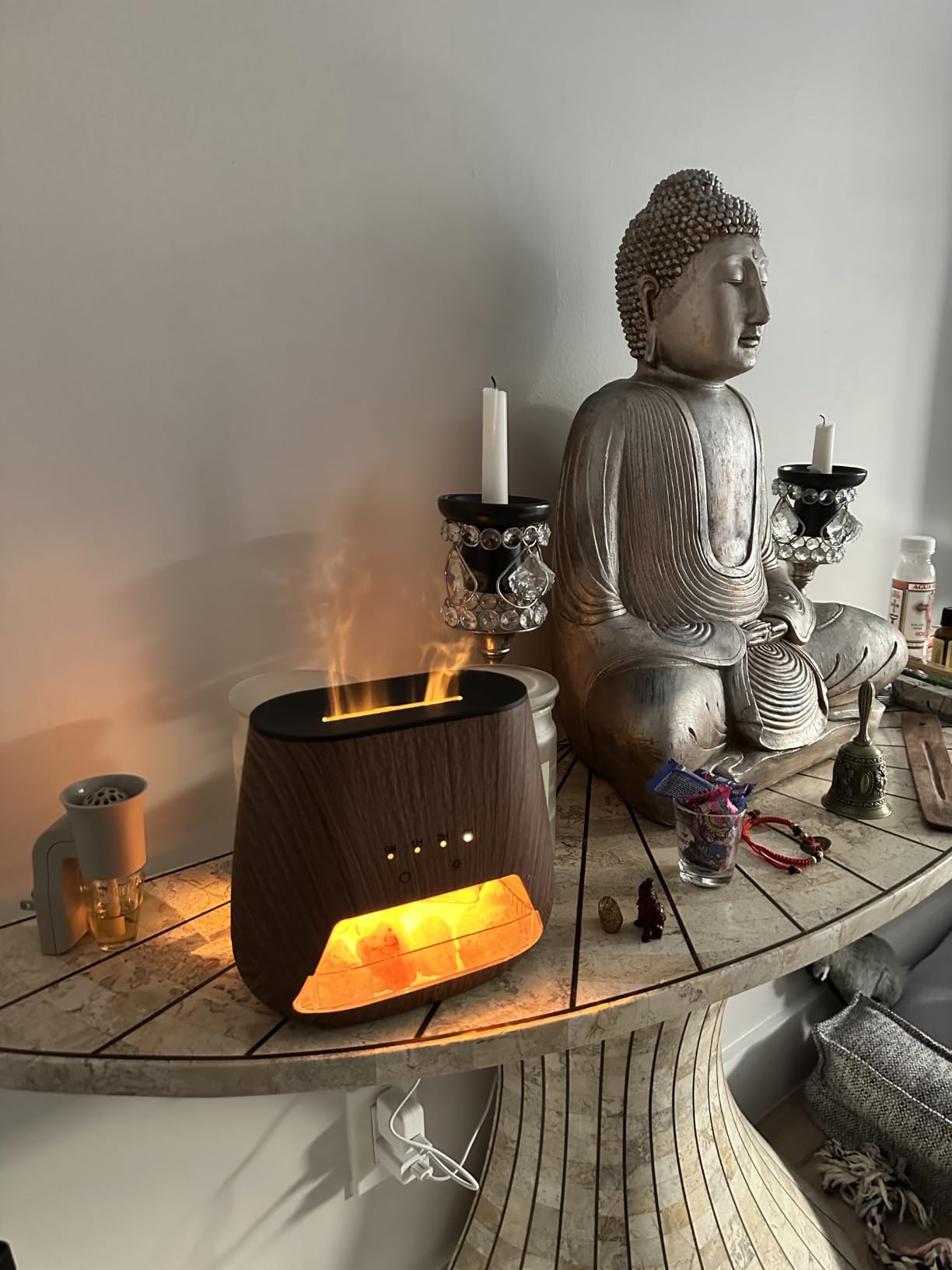 4-in-1 Himalayan Salt Lamp Essential Oil Diffuser with 9-Color Flame LED, 200ml Cool Mist Humidifier with Auto Off customer photo 1