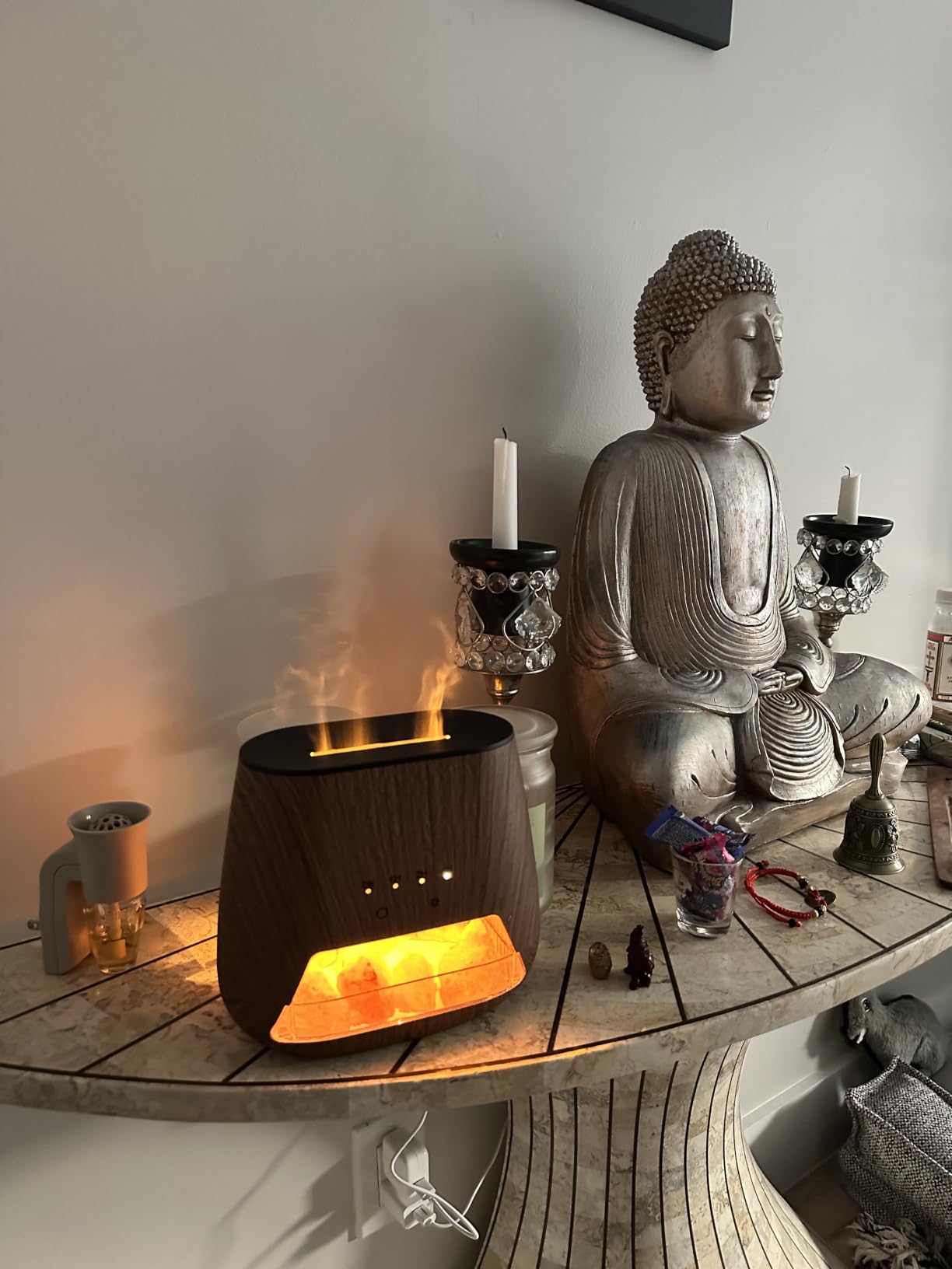 4-in-1 Himalayan Salt Lamp Essential Oil Diffuser with 9-Color Flame LED, 200ml Cool Mist Humidifier with Auto Off customer photo 2