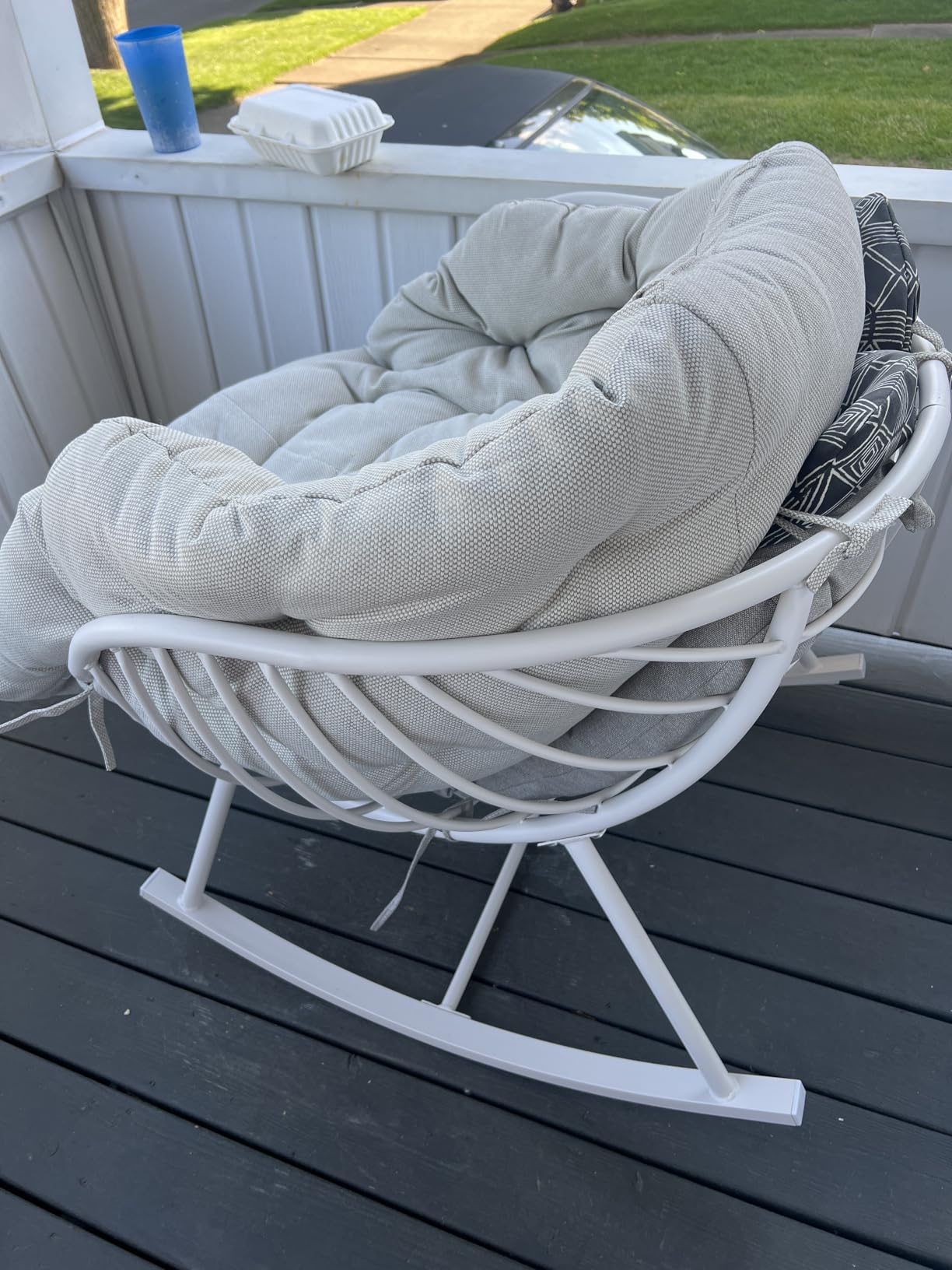 Outdoor Oversized Papasan Chairs, Indoor Living Room Egg Chair | Patio Loung Chair, Steel Frame with 350 LBS Heavy Duty, Thick Cushion And Waterproof for Bedroom, Porch, Garden customer photo 1