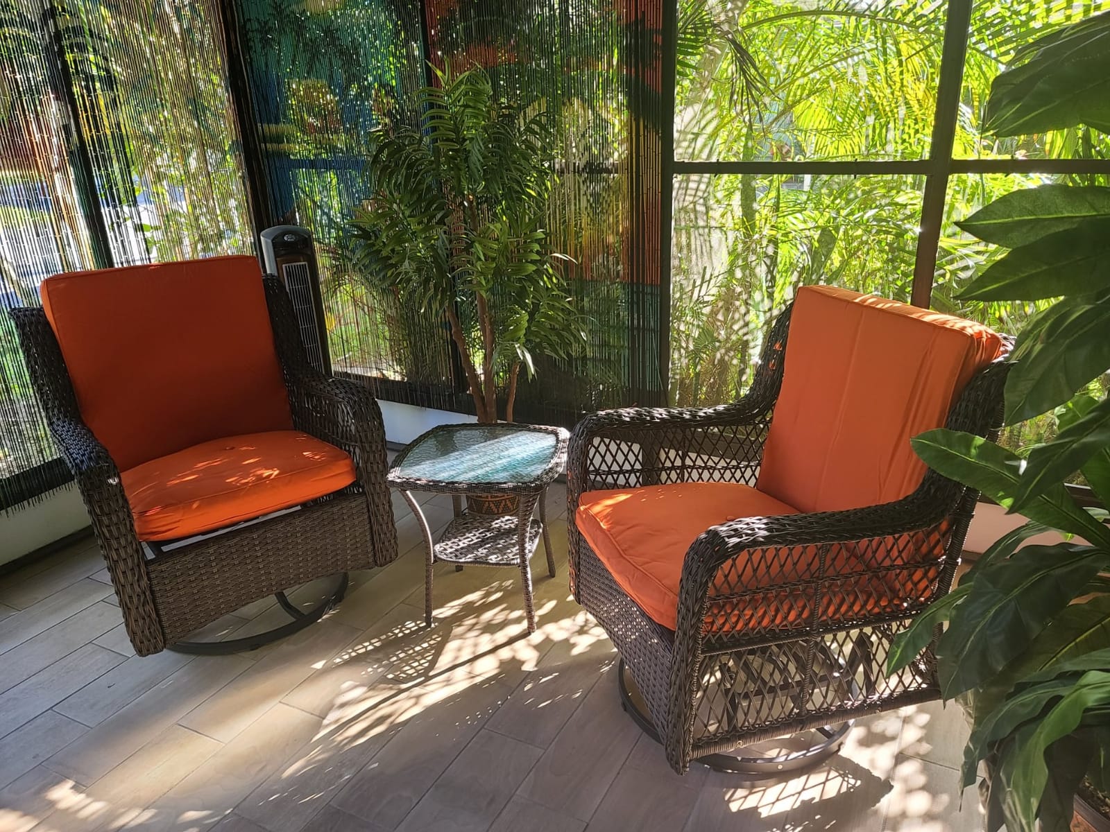 Aoxun Outdoor Rocking Chair with Ottmans, Cozy Papasan Rocking Chair with Thick Cushion, 450lbs Capacity Indoor Outdoor Cozy Rocker for Balcony, Living Room, Patio Grey customer photo 1