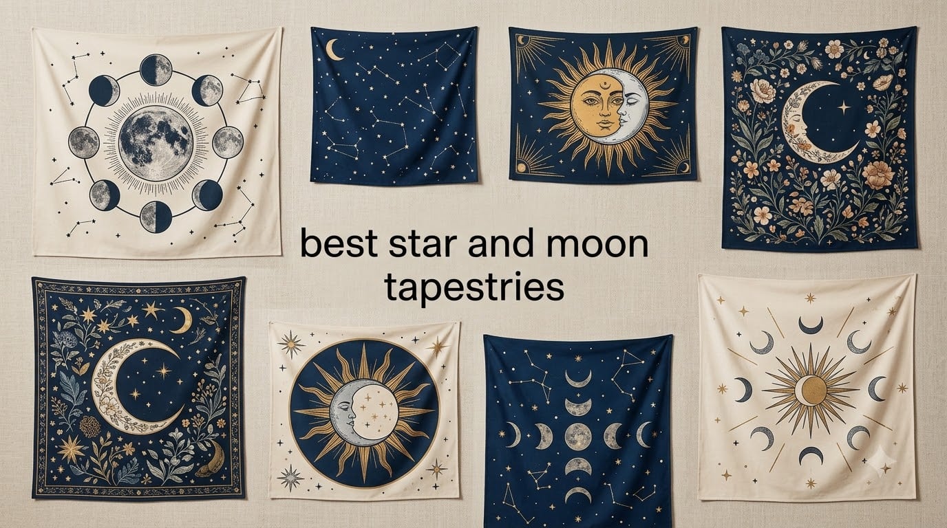 best star and moon tapestries
