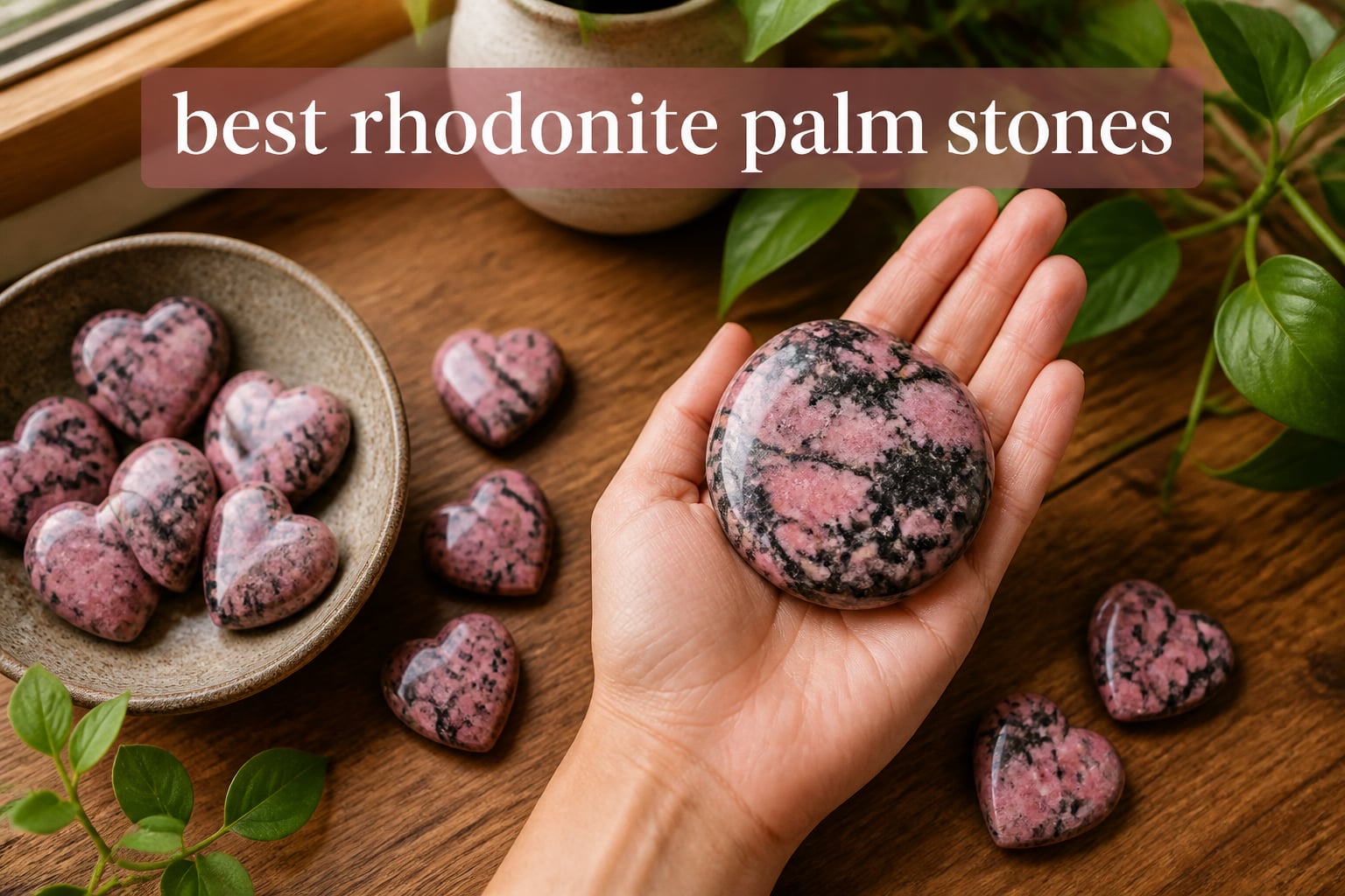 best rhodonite palm stones