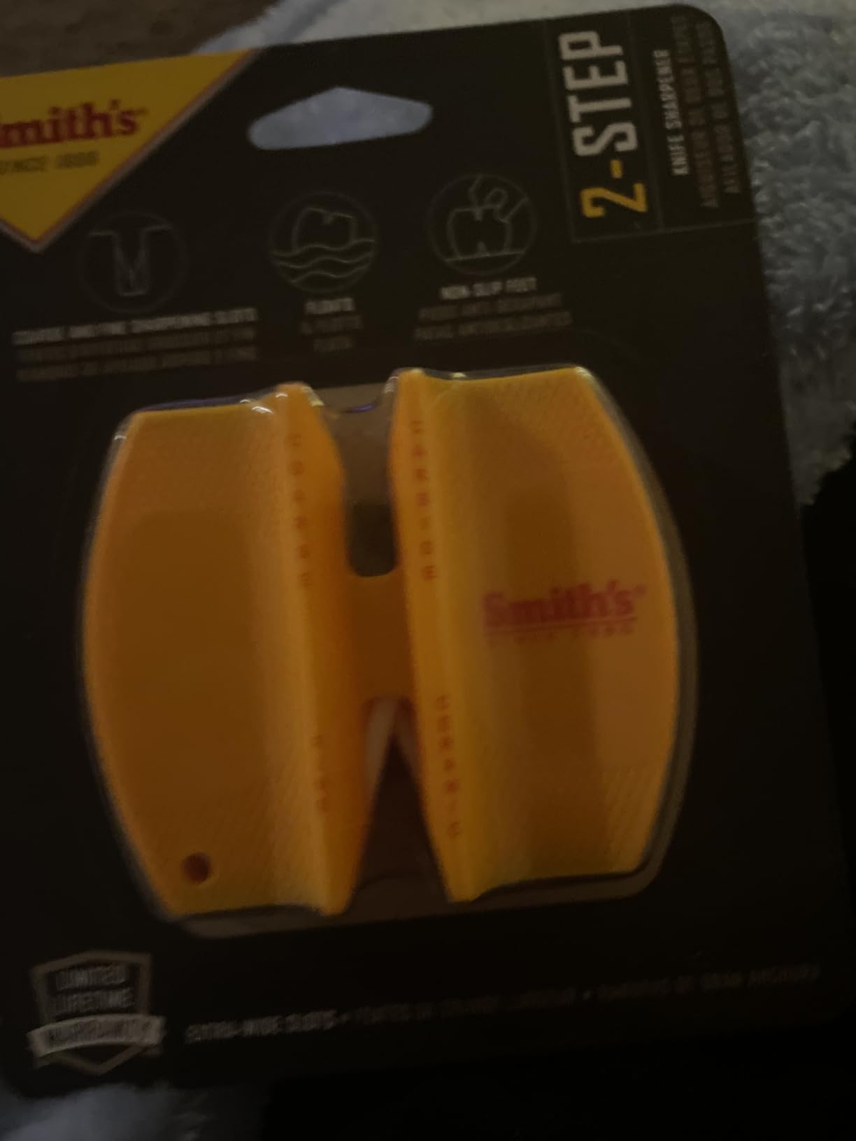 Smith's CCKS 2-Step Knife Sharpener - Yellow - 2-Step Preset Coarse & Fine Slots - Outdoor Handheld Knife Sharpener - Fishing, Hunting, Fillet, Pocket Knives - Compact Plastic Portable Keychain Tool customer photo 1