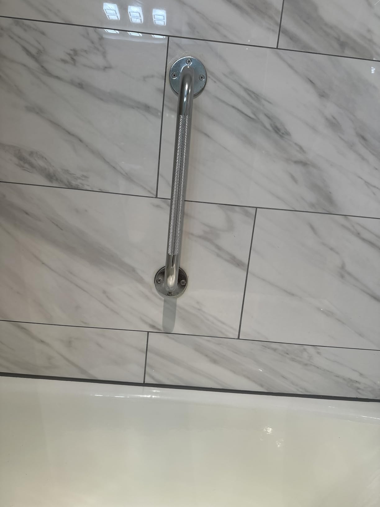 DMI Textured Grab Bars, Shower Toilet Tub Rail for Handicap & Elderly, Perfect for Bathroom Safety, Rust-Resistant Steel, Silver, Chrome, 24