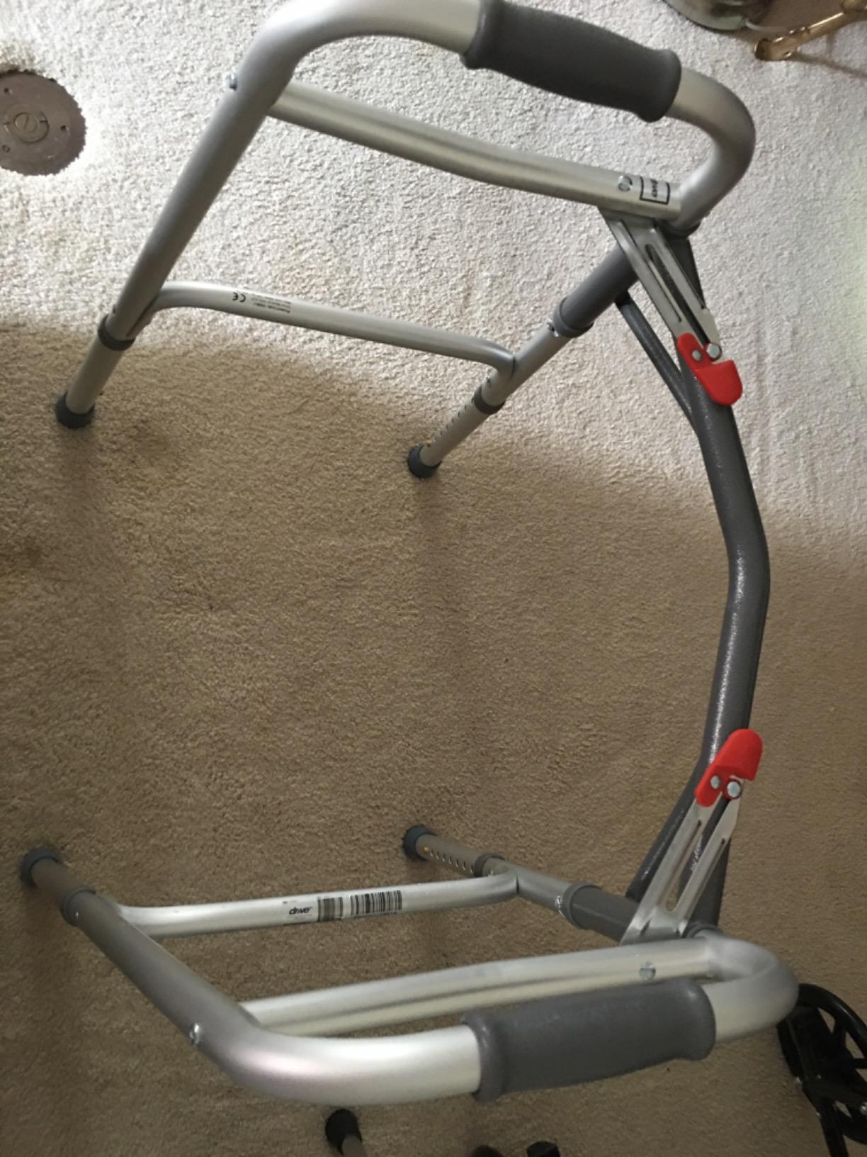Drive Medical 2-Button Standard Foldable Walker for Seniors, Silver customer photo 2